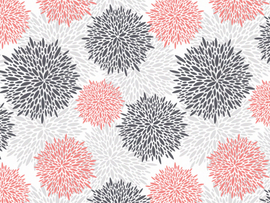 stoff-french-terry-sweat-flower-burst-grau-koralle