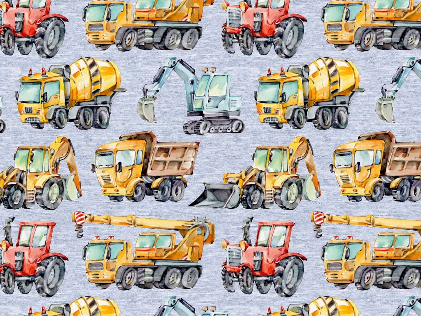 stoff-french-terry-sweat-sommersweat-unangeraut-baufahrzeuge-autos-traktor-bagger-betonmischer-meliert-blau