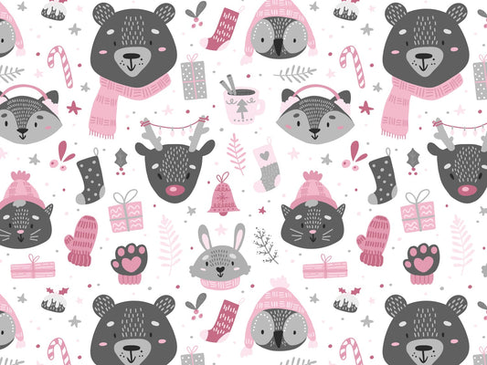 stoff-french-terry-sweat-unangeraut-sommersweat-winter-weihnachten-tiere-baer-reh-fuchs-eule-hase-waldtiere-forest-friends-grau-rosa