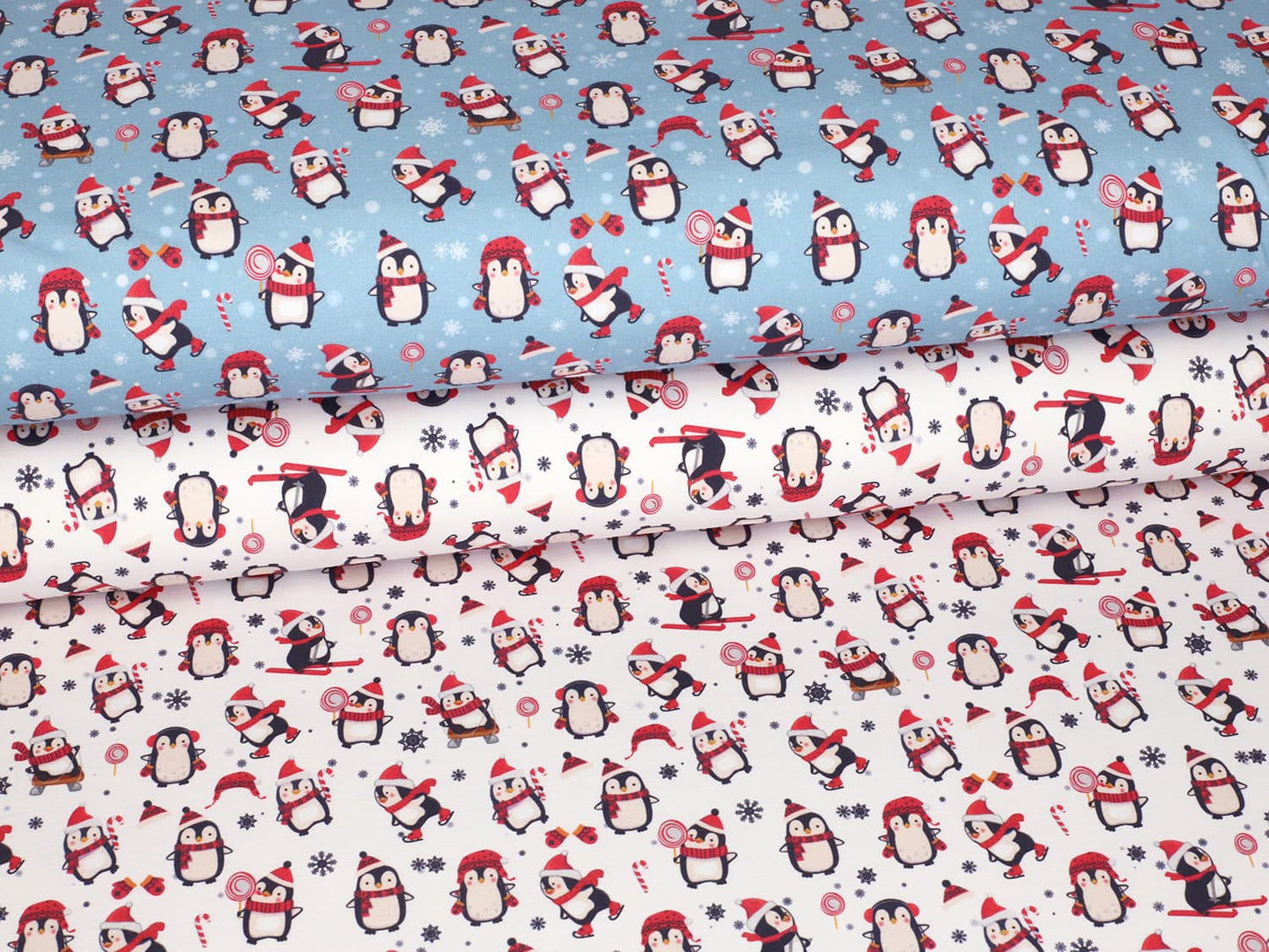 stoff-french-terry-sweat-unangeraut-sommersweat-winter-weihnachten-tiere-pinguin-schlitten-schal-muetze-serie