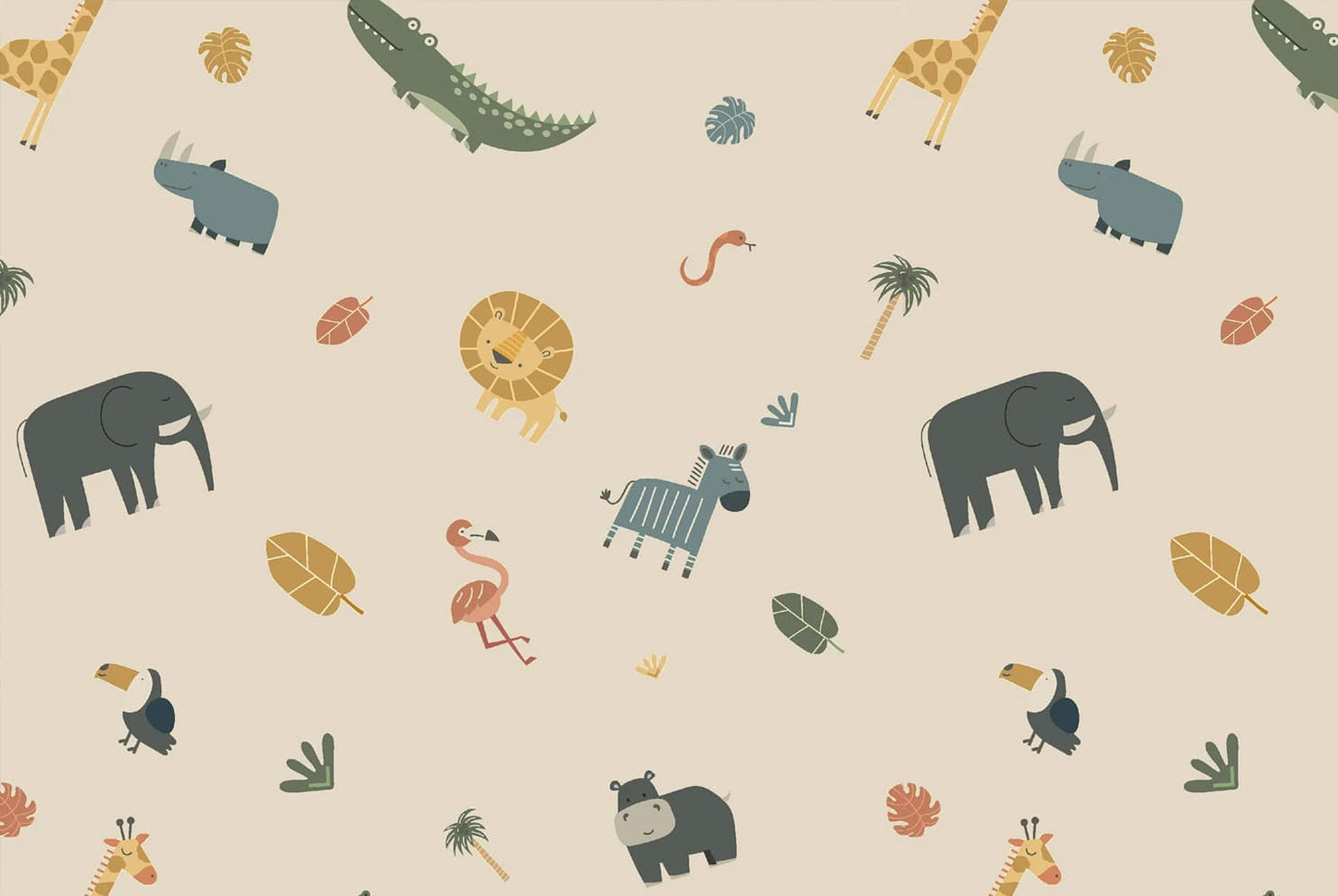 stoff-jackenstoff-regenmantel-wasserabweisend-wildtiere-nashorn-krokodil-giraffe-zebra-flamingo-2