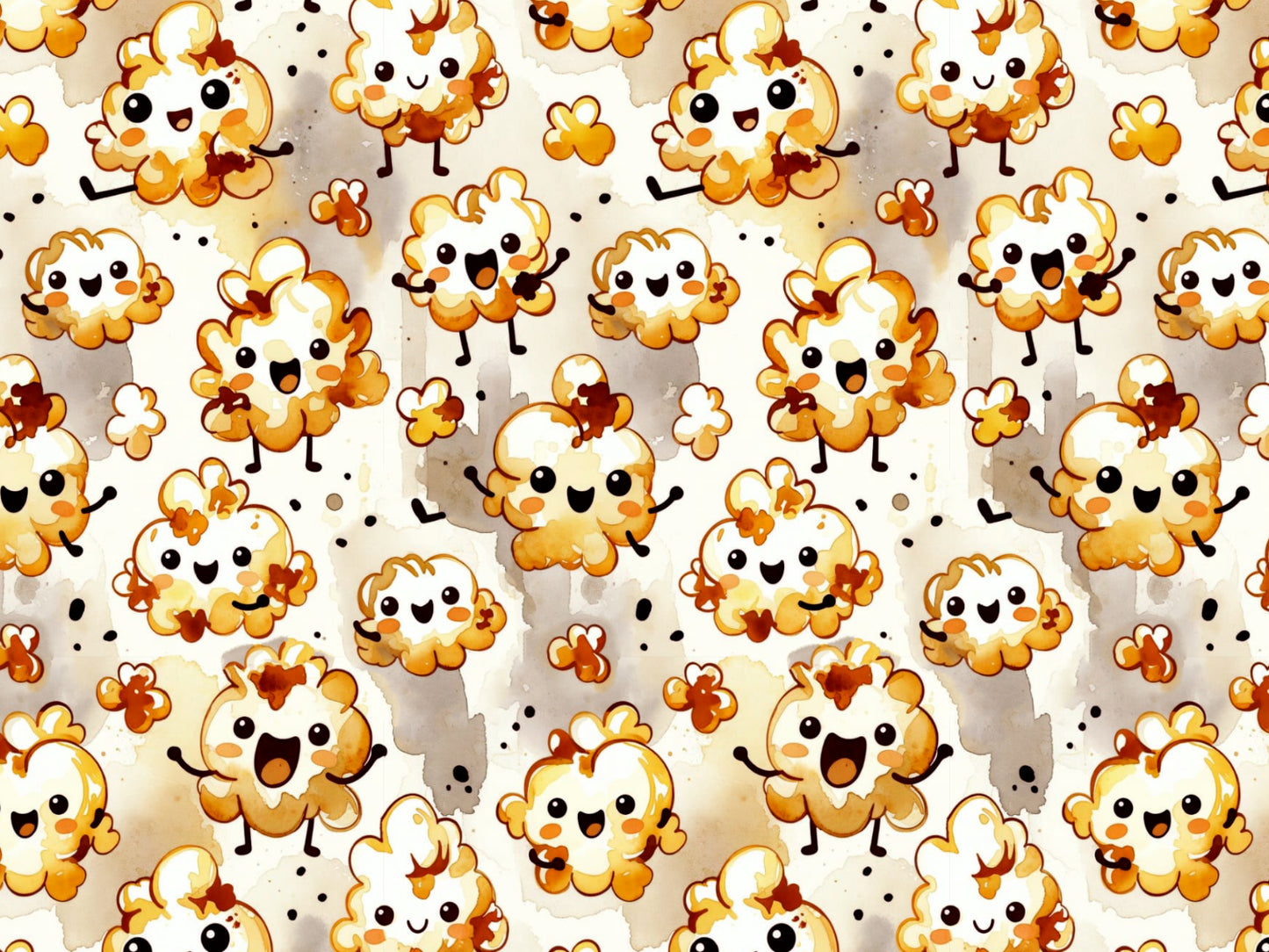 RESTSTÜCK Jersey Stoff - Happy Popcorn ca. 1,22m mit bunten Popcorn-Motiven in einem kindlichen Design.