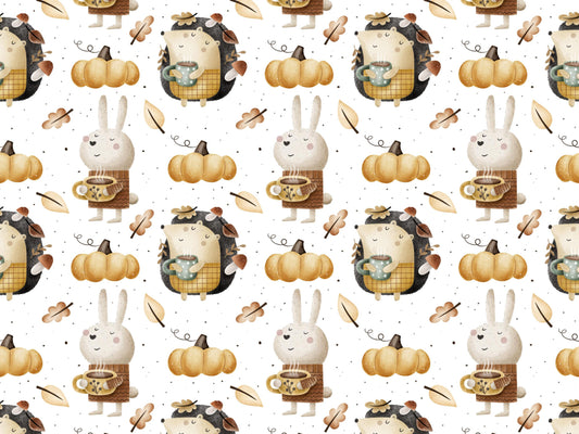 Jersey Stoff - Fall Friends - Hase & Igel