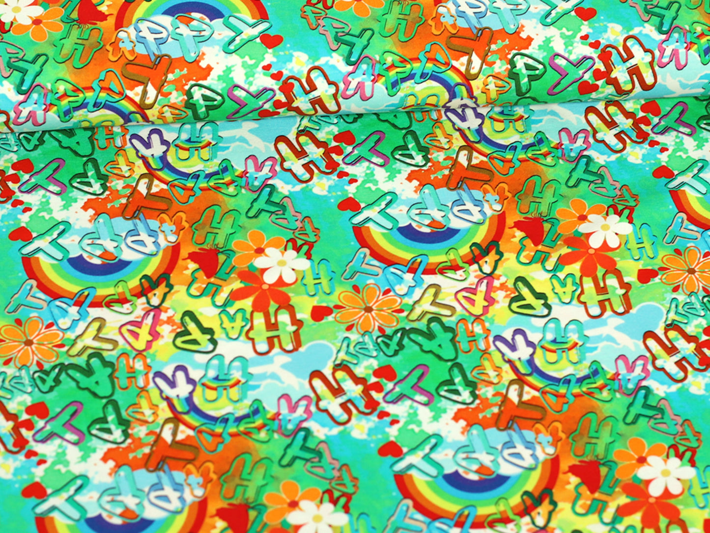 Jersey Stoff - Happy Happy