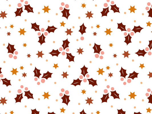 stoff-jersey-baumwolle-baumwolljersey-herbst-winter-weihnachten-mistelzweig-beeren-sterne-blaetter-stars-rosa-rost-orange
