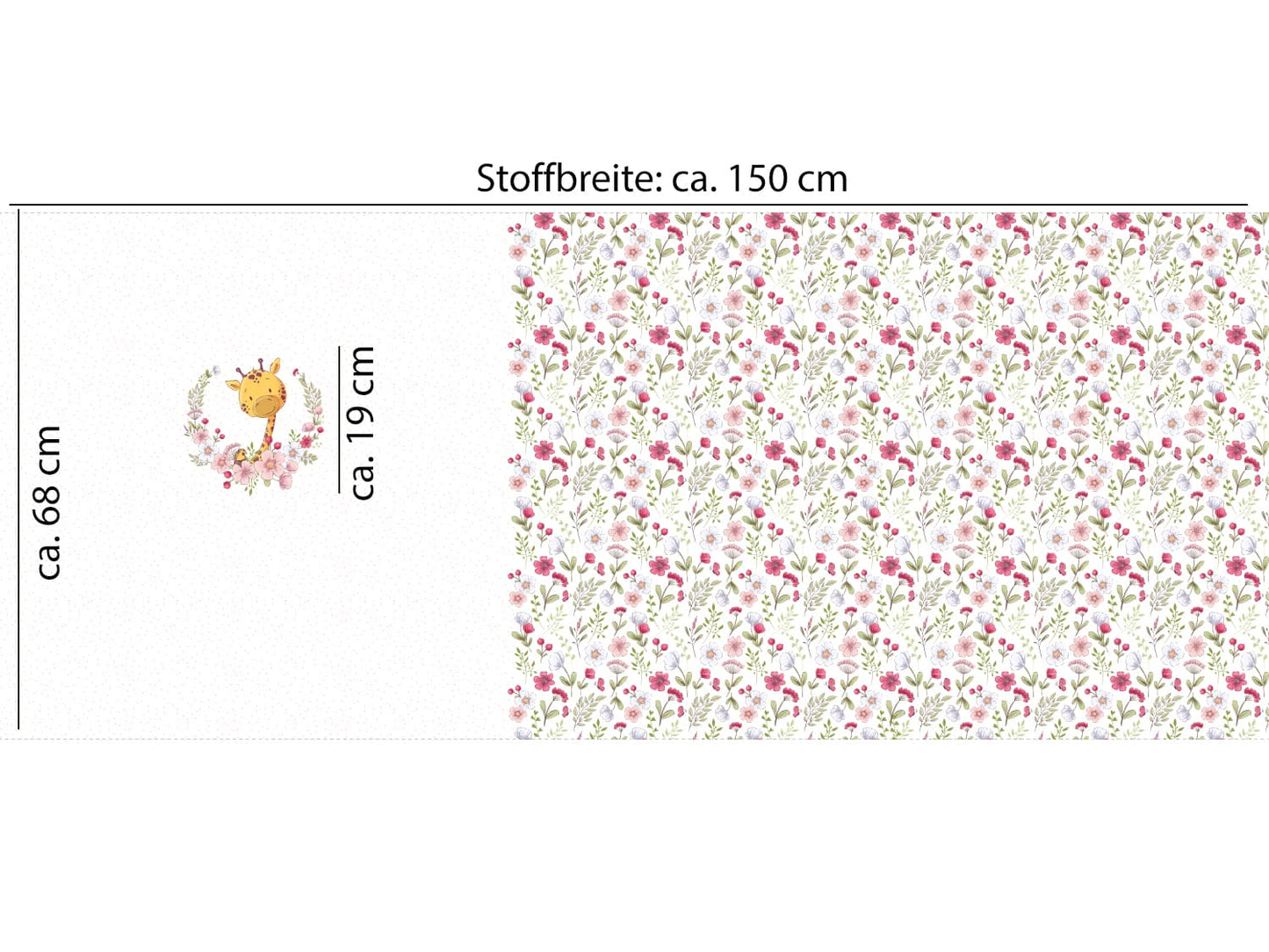 stoff-jersey-baumwolle-baumwolljersey-kathi-kunterbunt-fruehling-sommer-tier-giraffe-blumen-flower-floral-wiese-little-spring-panel