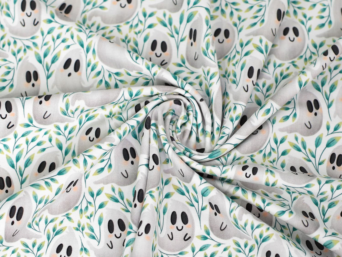 stoff-jersey-baumwolle-baumwolljersey-kathi-kunterbunt-halloween-herbst-blaetter-geist-gespenst-petrolgruen-4-1