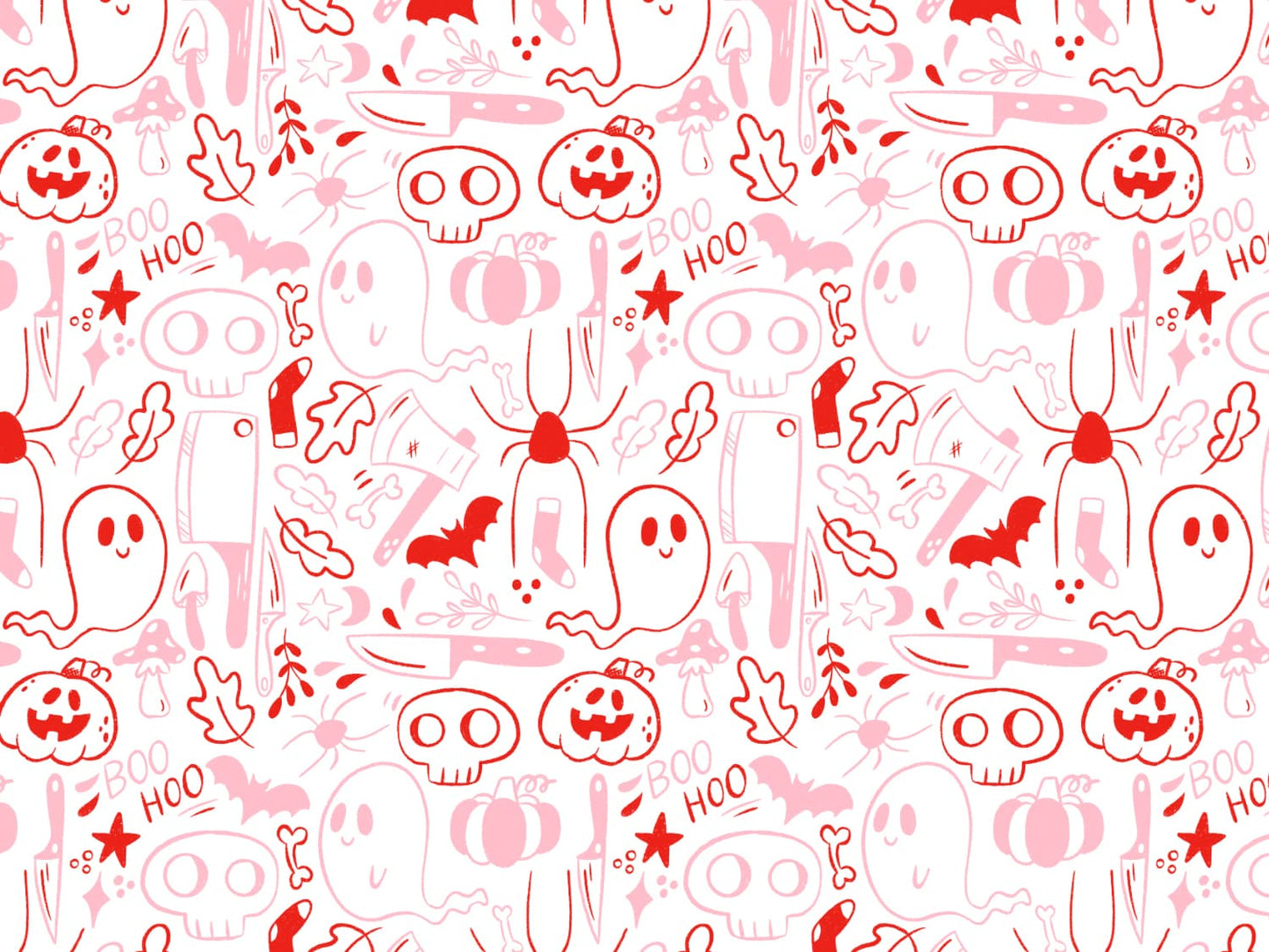 stoff-jersey-baumwolle-baumwolljersey-kathi-kunterbunt-halloween-herbst-spooky-season-geist-totenkopf-kuerbis-spinne-rosa-rot