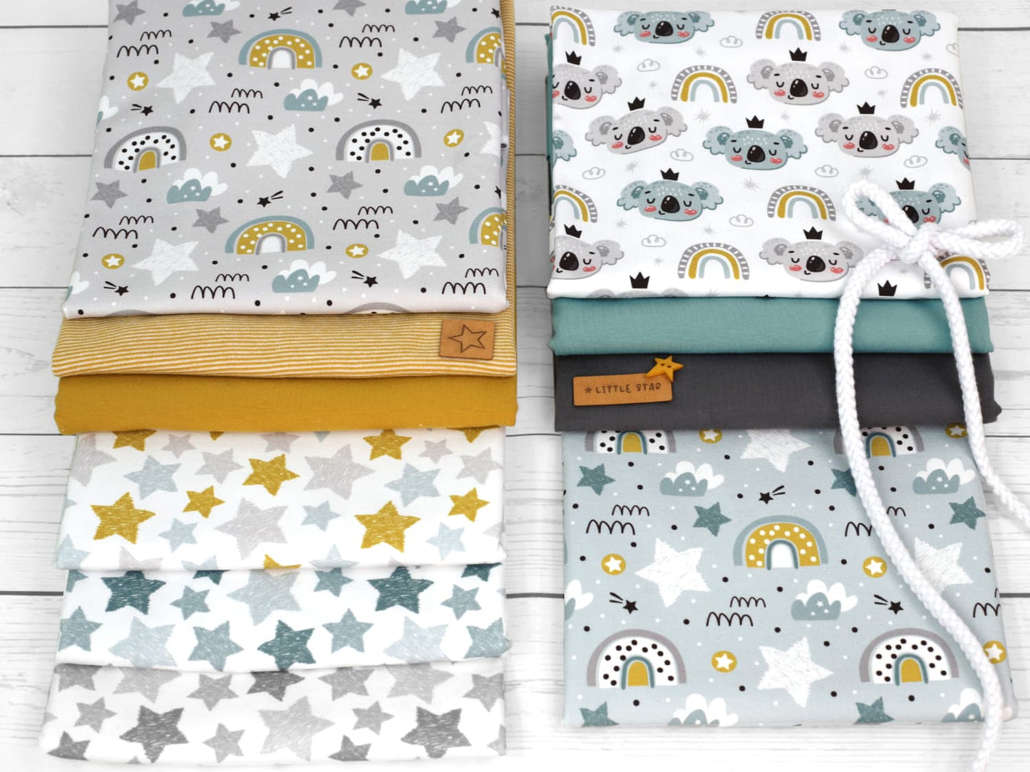 stoff-jersey-baumwolle-baumwolljersey-kathi-kunterbunt-koala-regenbogen-rainbow-sterne-wolken-krone-senf-aqua-grau-serie-2