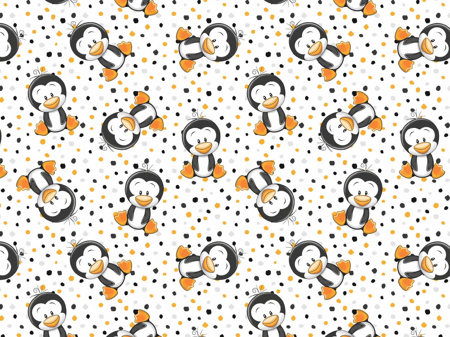 stoff-jersey-baumwolle-baumwolljersey-kathi-kunterbunt-pinguin-und-tupfen-schwarz-orange-2