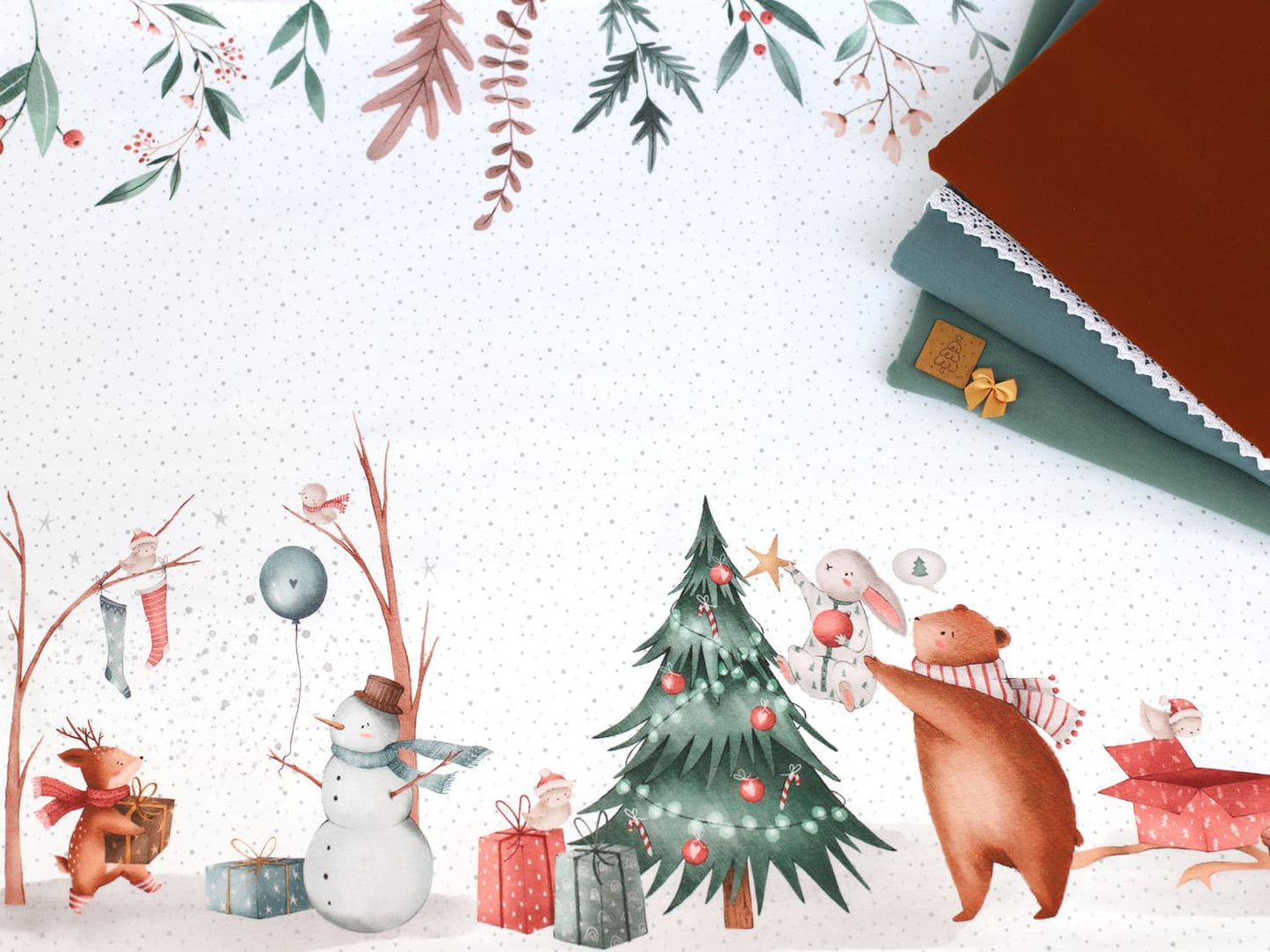 stoff-jersey-baumwolle-baumwolljersey-kathi-kunterbunt-weihnachten-weihnachtszauber-schneemann-dachs-baer-hase-PANEL-borduere-2