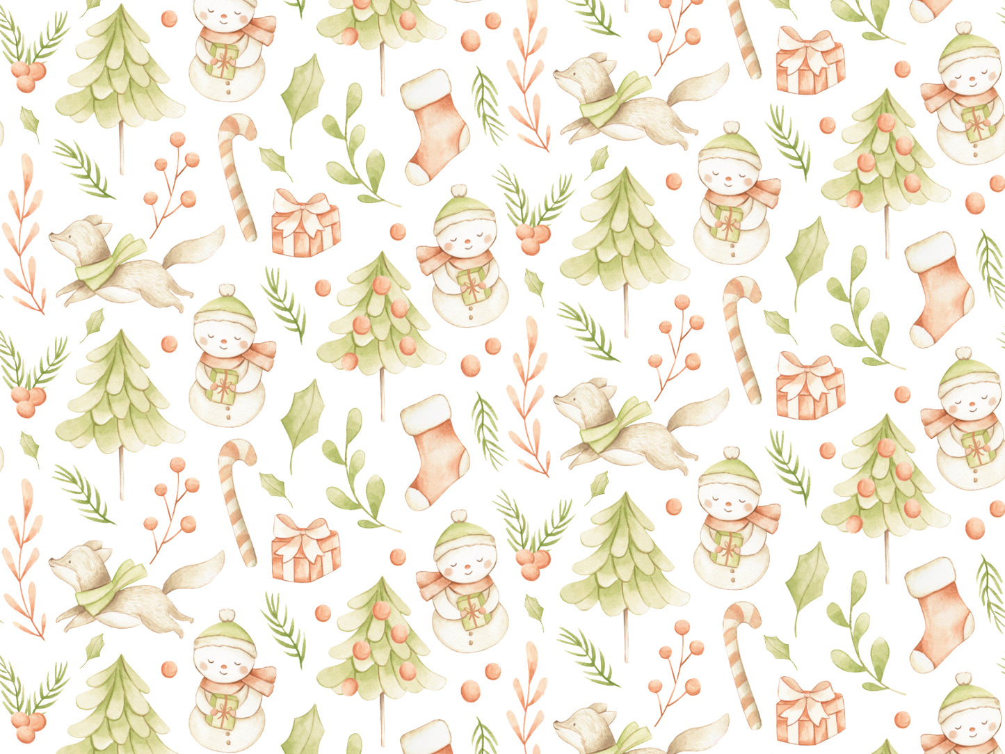 Jersey Fabric - Fox & Snowman