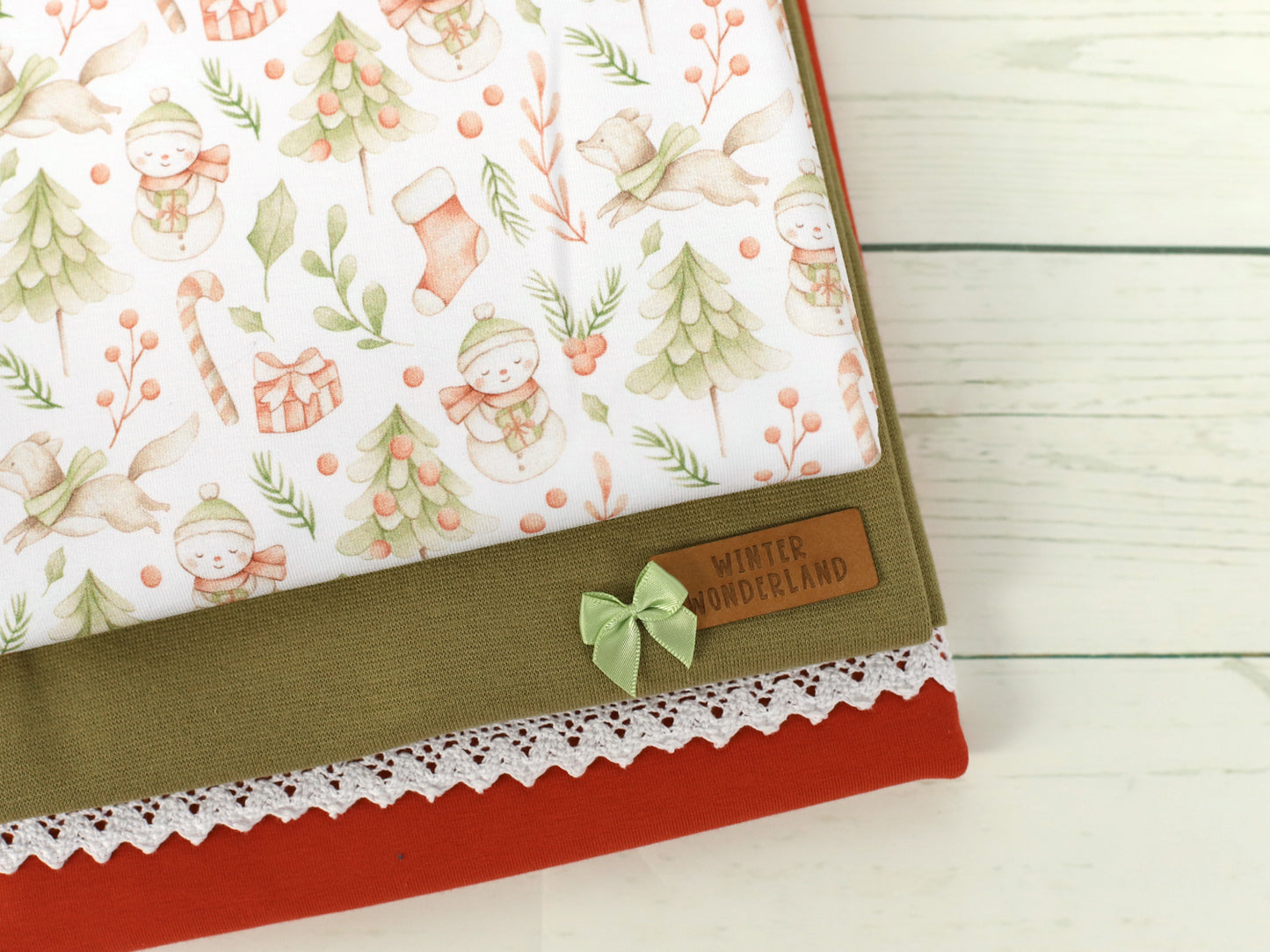 Jersey Fabric - Fox & Snowman
