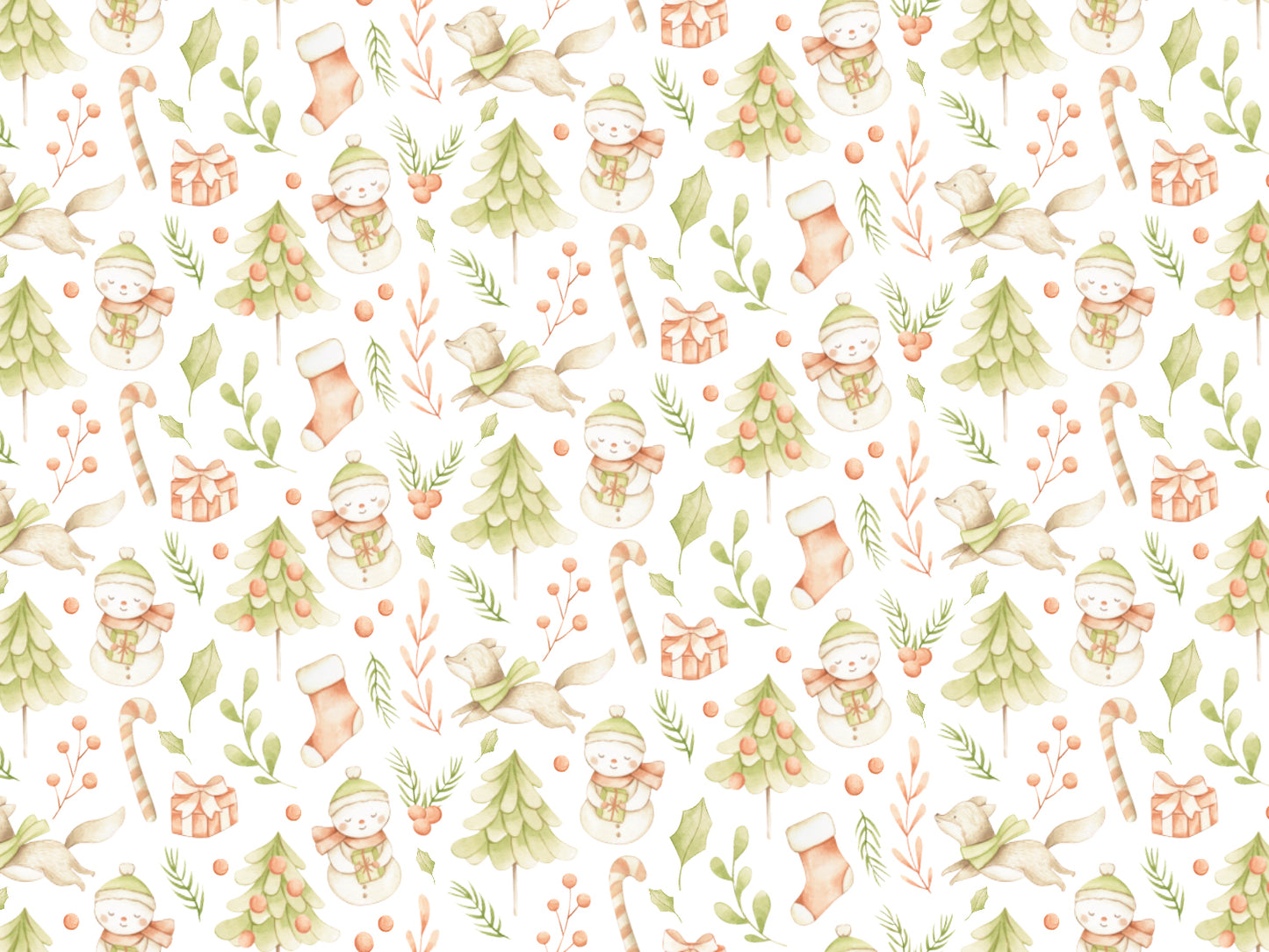 Jersey Fabric - Fox & Snowman
