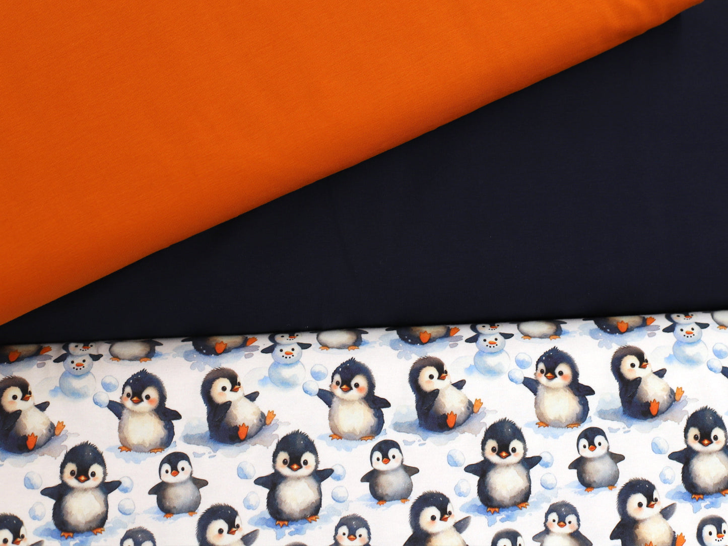 Jersey Stoff - Winterzeit - Pinguine