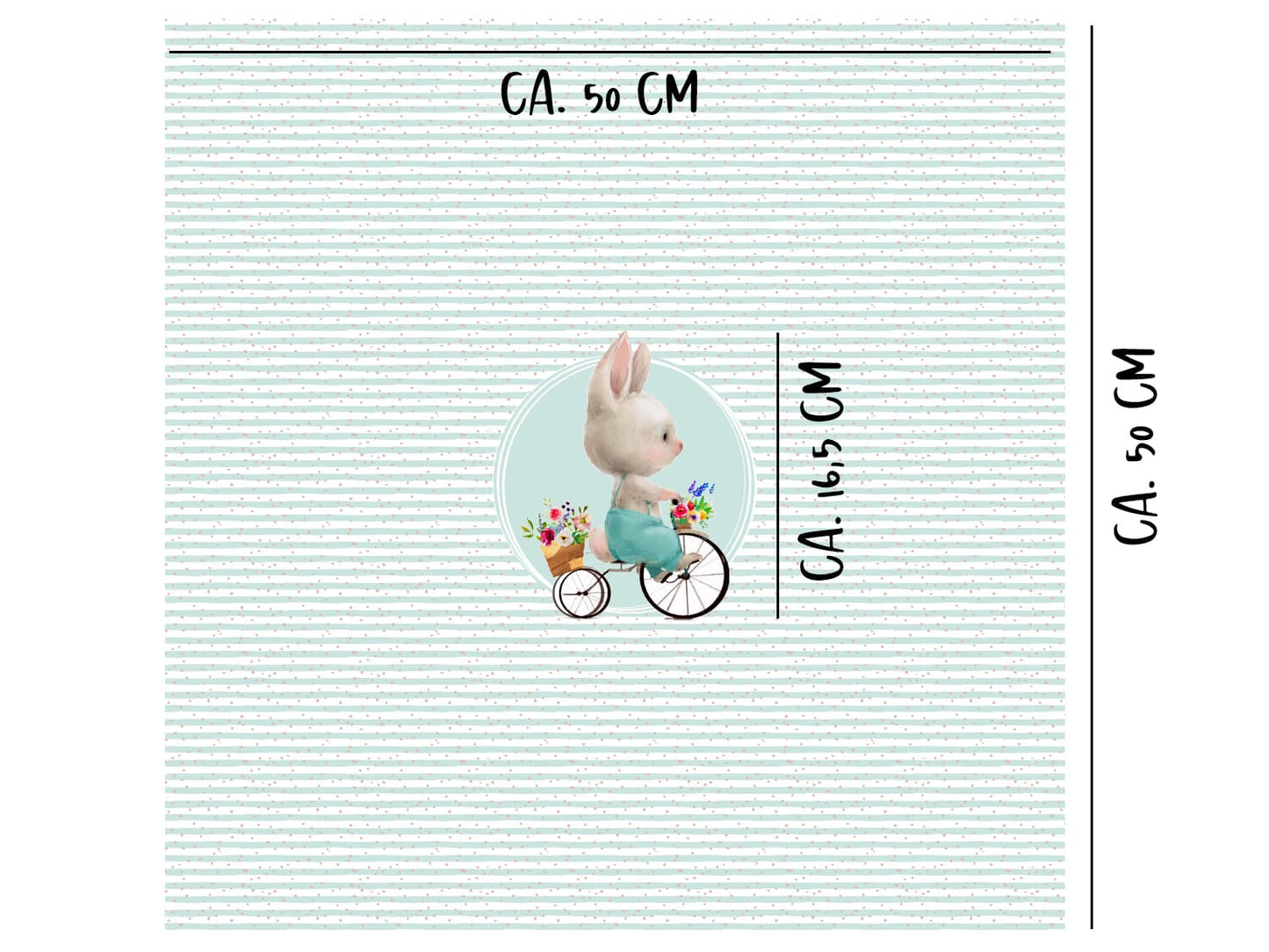 stoff-jersey-baumwolle-baumwolljersey-ostern-hase-fahrrad-panel-streifen-tupfen-mint-masse