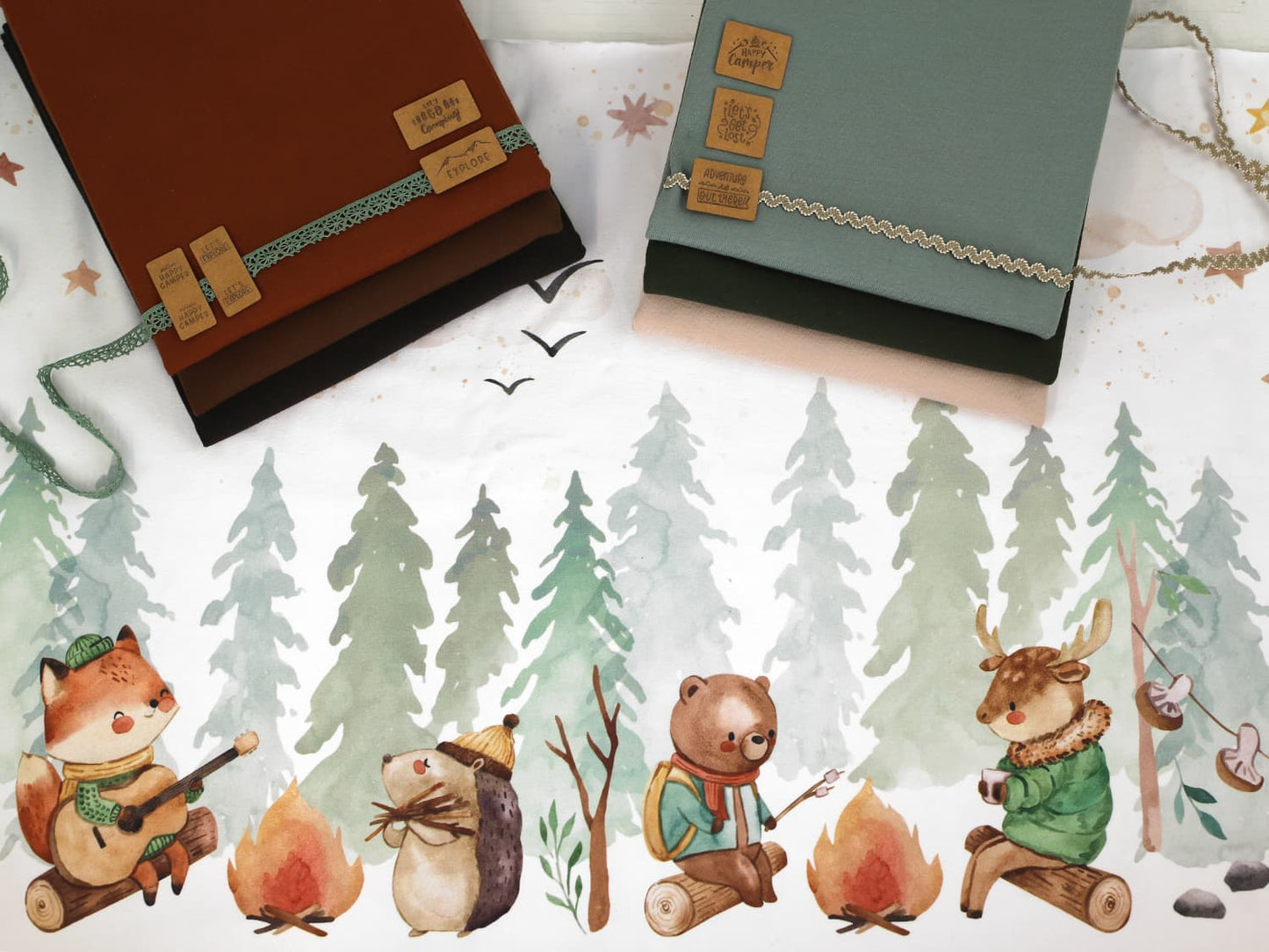 stoff-jersey-baumwolle-baumwolljersey-panel-happy-camper-wald-waldfreunde-fuchs-igel-schnecke-baer-elch-sterne-2