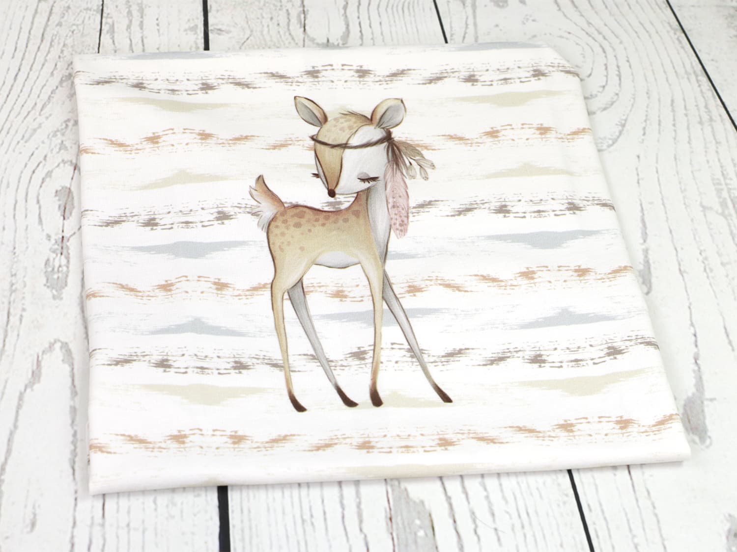 Jersey Stoff Indianer Waldtiere PANEL Reh online kaufen