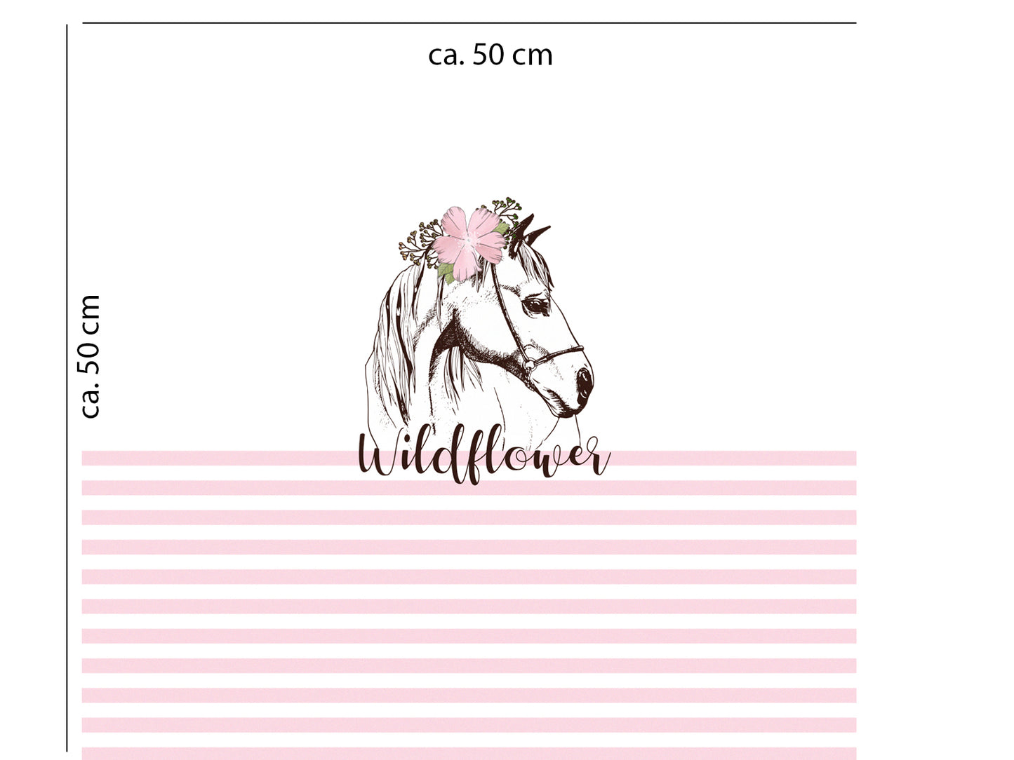stoff-jersey-baumwolle-baumwolljersey-panel-pferd-wildflower-streifen-rosa-masse