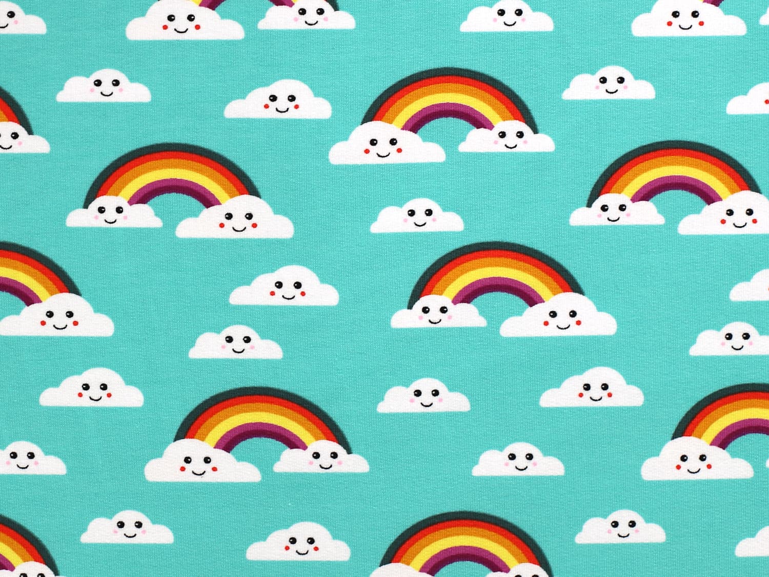 Baumwolljersey Swafing Regenbogen Regenbogen Meterware Wolken