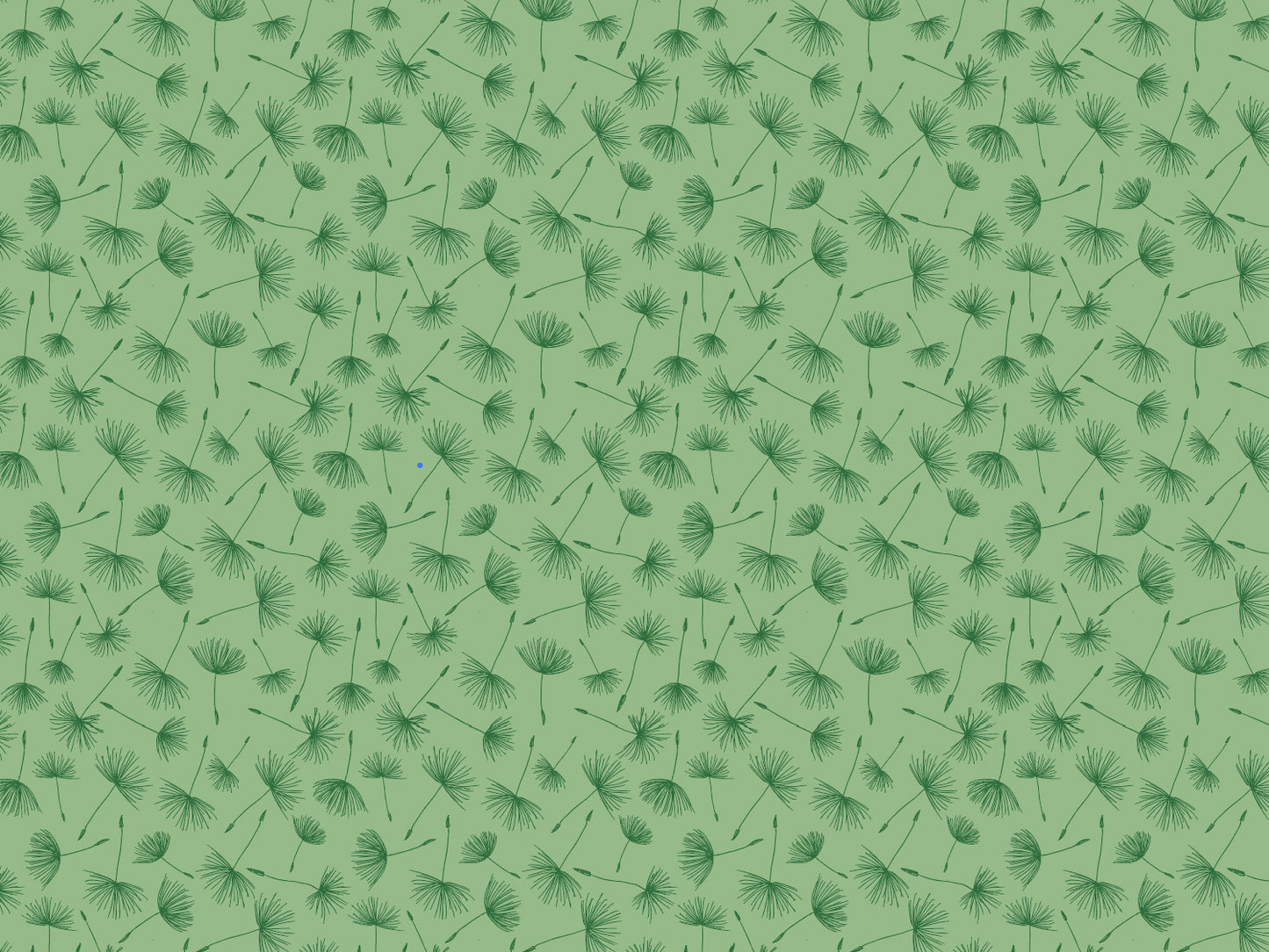 green jersey fabric with dandelion print in a beautiful pattern on a light green background.