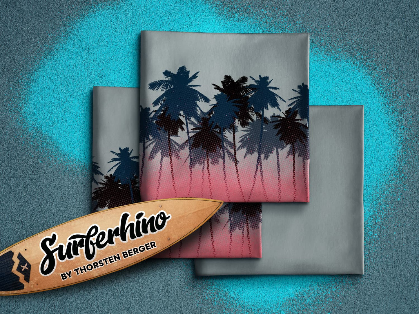 stoff-jersey-baumwolle-baumwolljersey-swafing-thorsten-berger-surferhino-palmen-borduere-koralle-3