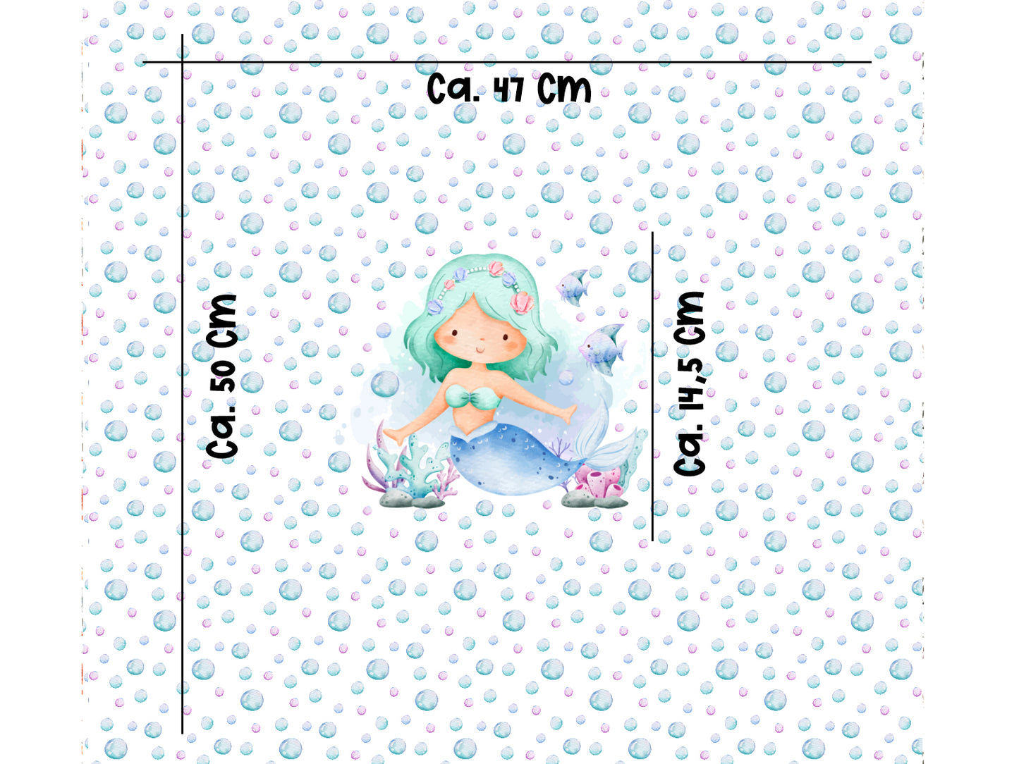 Jersey Stoff PANEL - Aquarell Meerjungfrau, mint