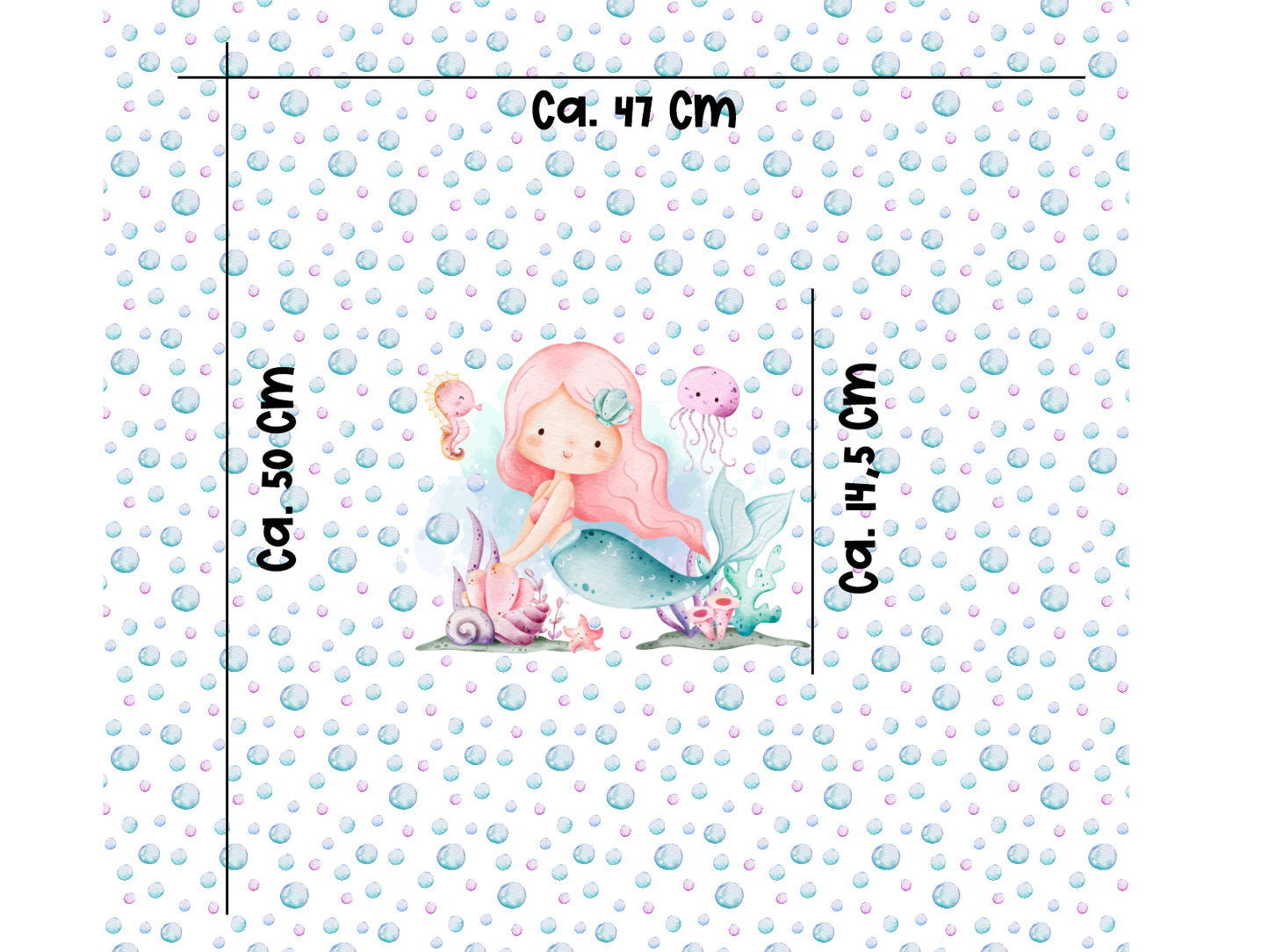 Jersey Stoff PANEL - Aquarell Meerjungfrau, koralle