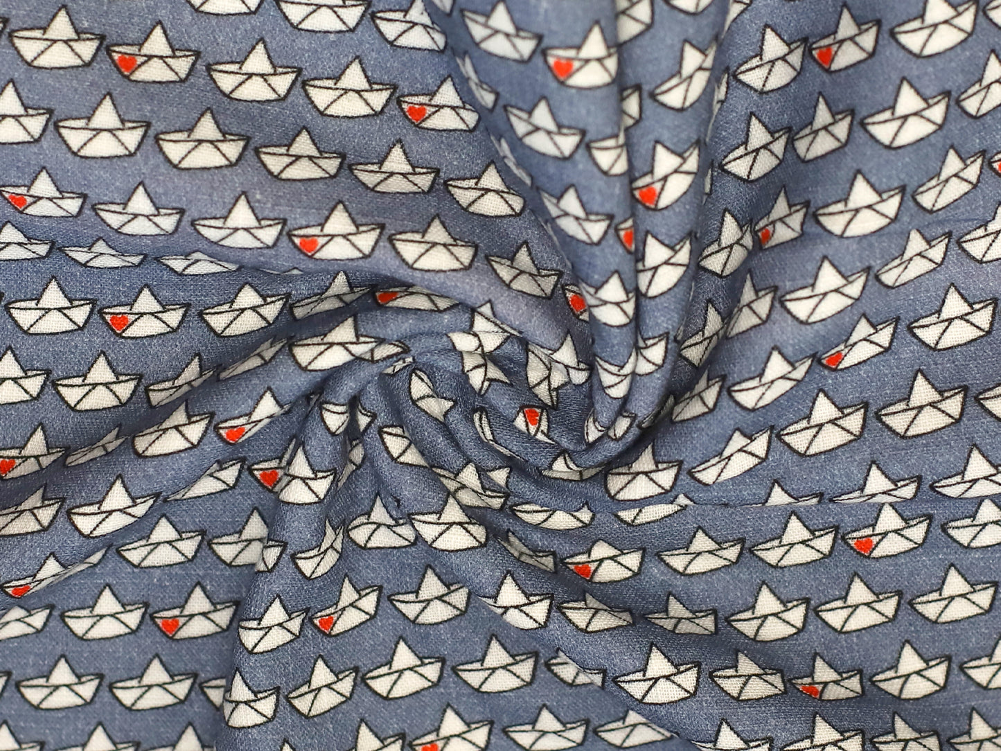 Slub Musselin Stoff - Loveboat Retro - rauchblau