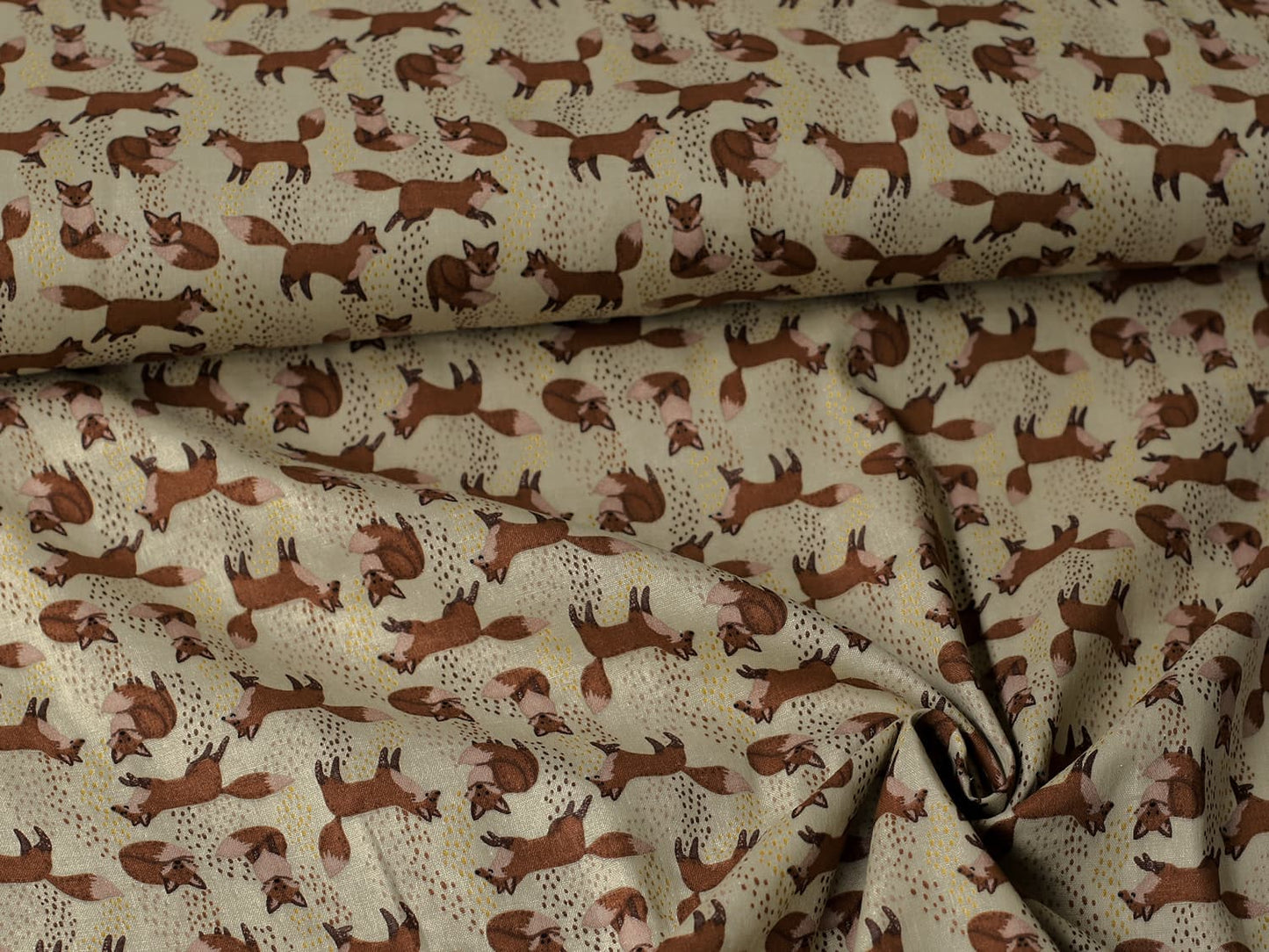 stoff-musselin-baumwolle-double-gauze-glatt-fuchs-tupfen-herbst-gruen-beige-2