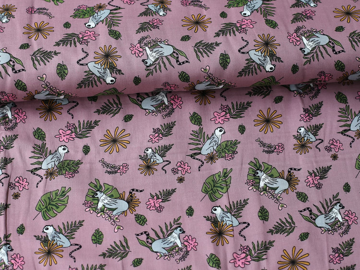 stoff-musselin-baumwolle-double-gauze-glatt-lemur-affe-blaetter-sommer-altbeere-2