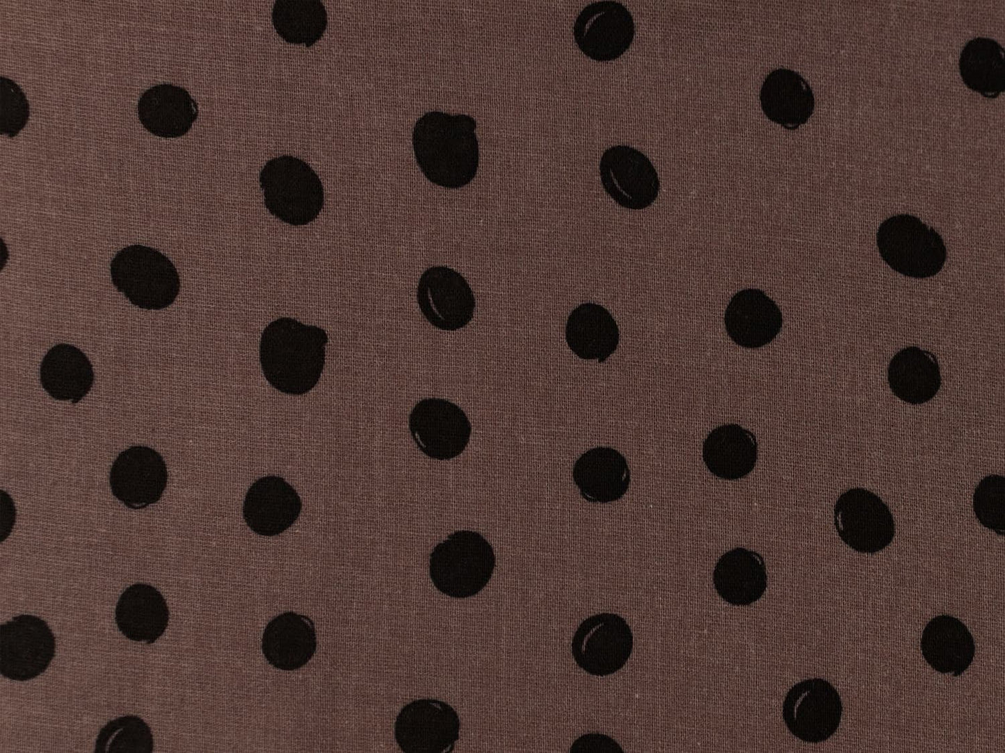 stoff-musselin-double-gauze-meterware-schwarze-tupfen-punkte-kleckse-lilabraun