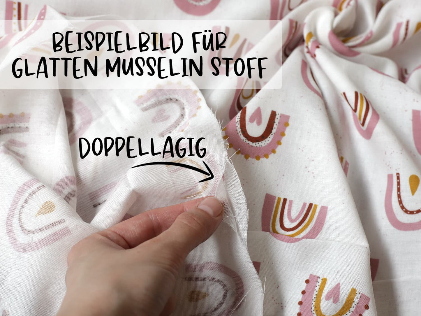 Beispielbild für glatter musselin stoff gelb zeigt doppellagigen Musselin mit schönen Muster.