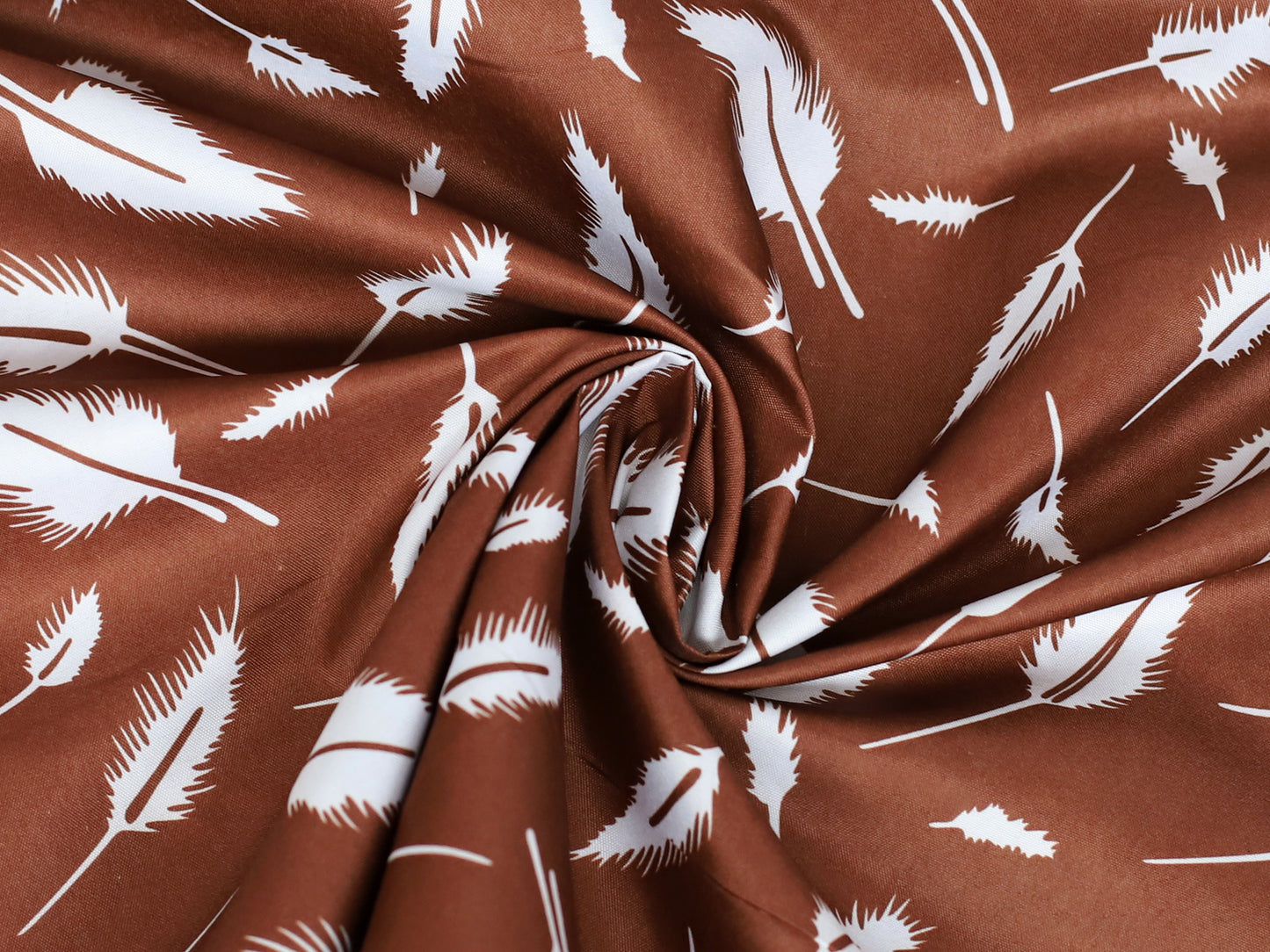 Stoff - Polyester - Federn, braun