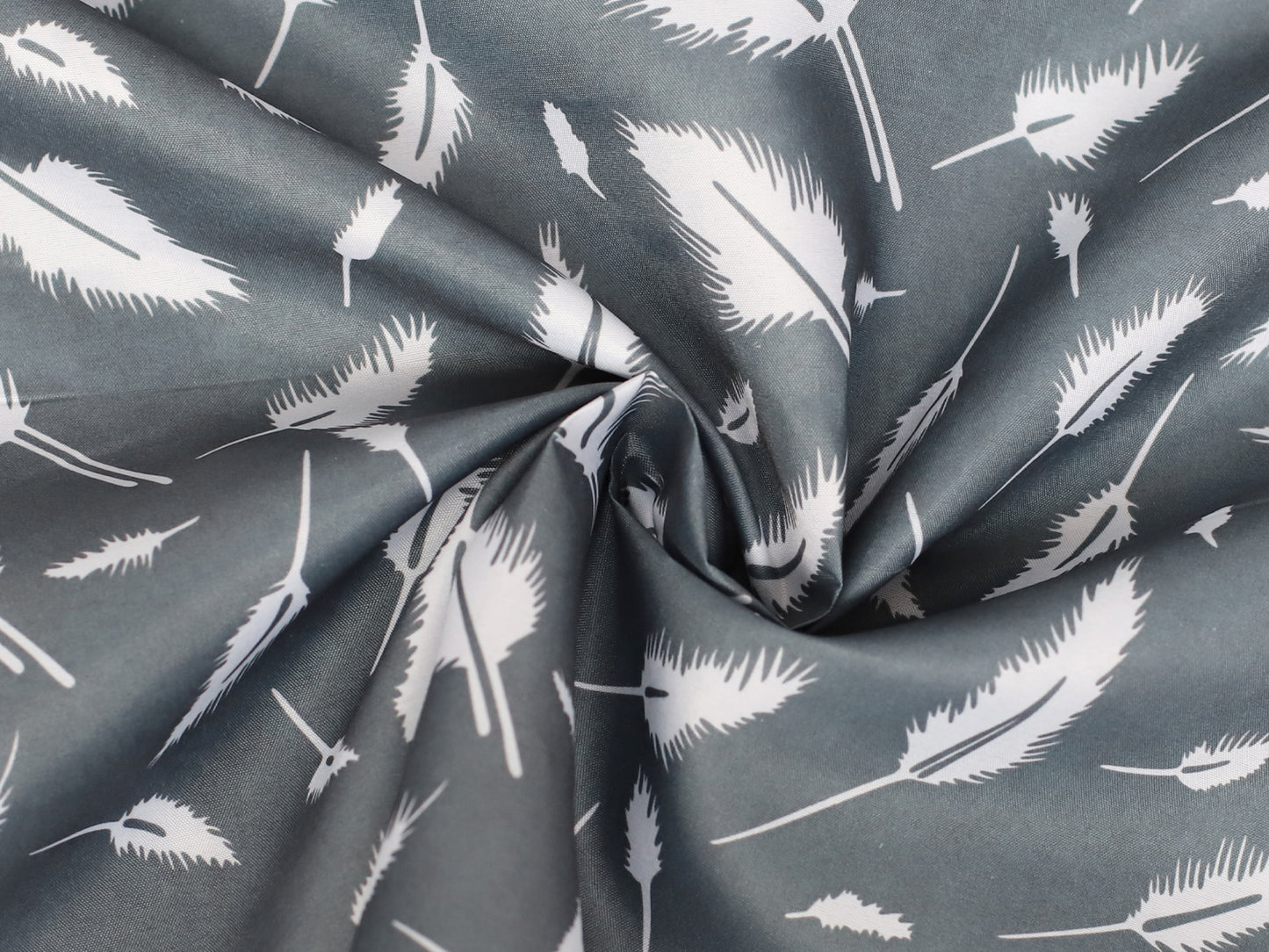 Stoff - Polyester - Federn, grau