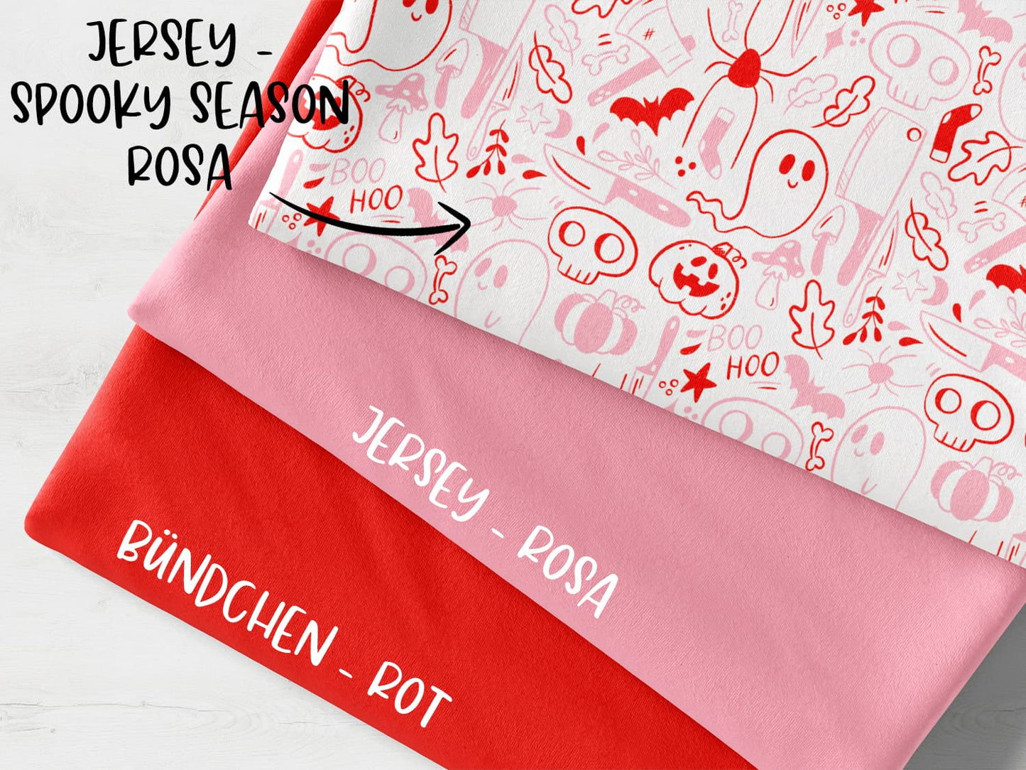 stoffpaket-stoff-jersey-baumwolle-baumwolljersey-kathi-kunterbunt-halloween-herbst-spooky-season-geist-totenkopf-kuerbis-spinne-rosa-rot