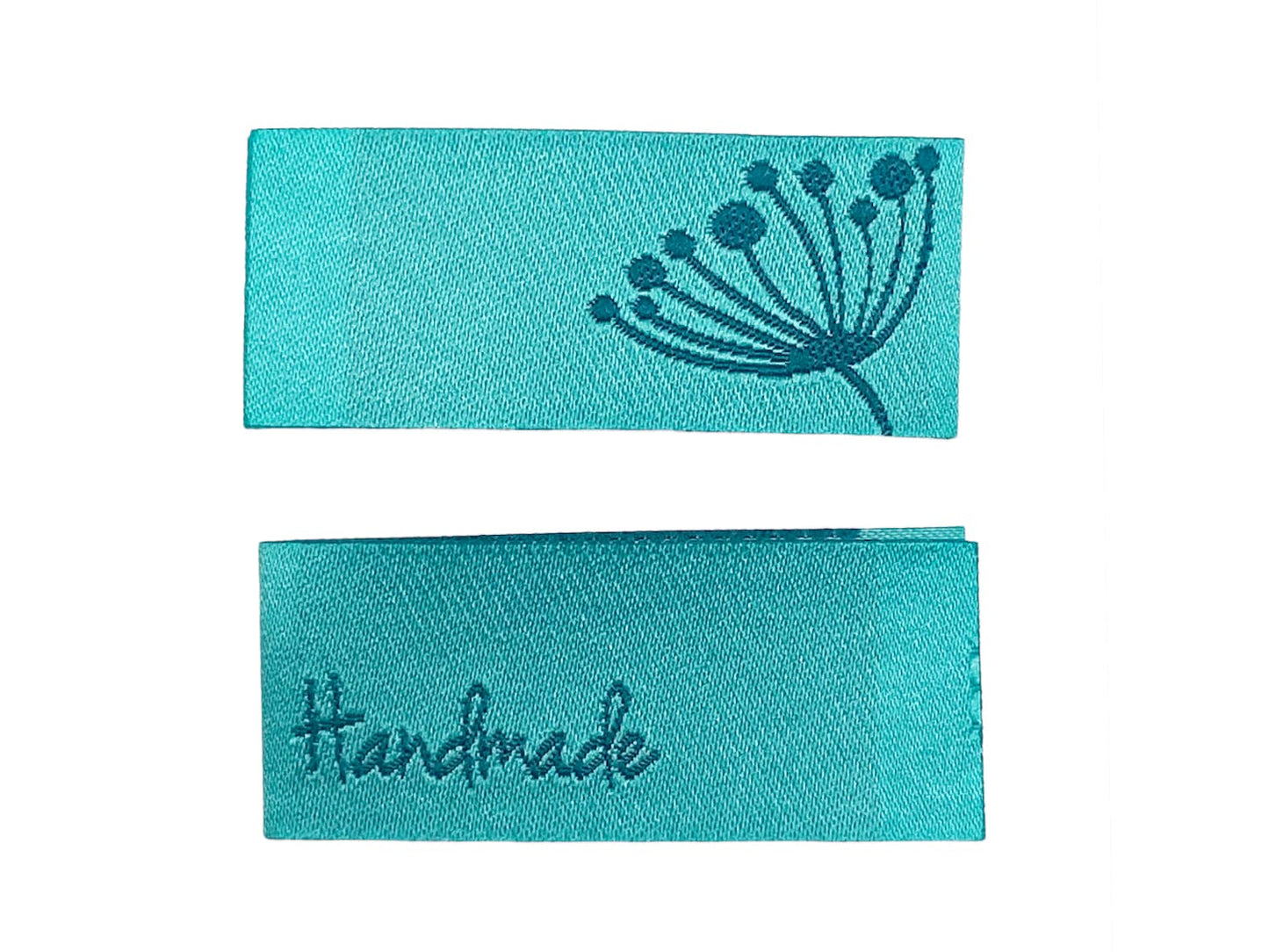 webetikett-zum-annaehen-handmade-blaubeerstern-pusteblume-tuerkis