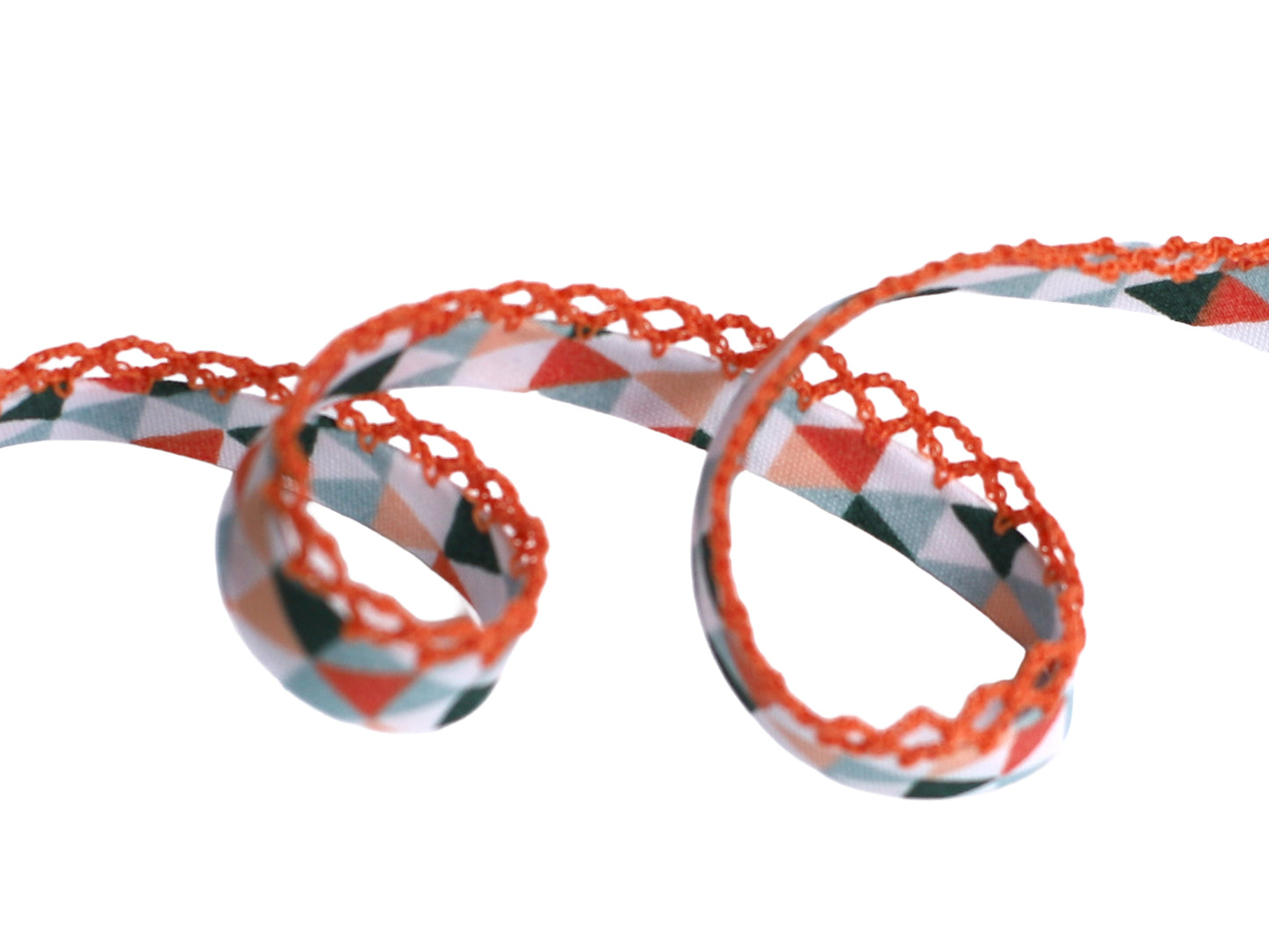 3m Schrägband mit Häkelborte - Dreiecke - aprikose