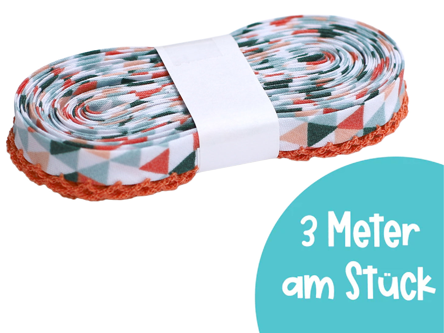 3m Schrägband mit Häkelborte - Dreiecke - aprikose