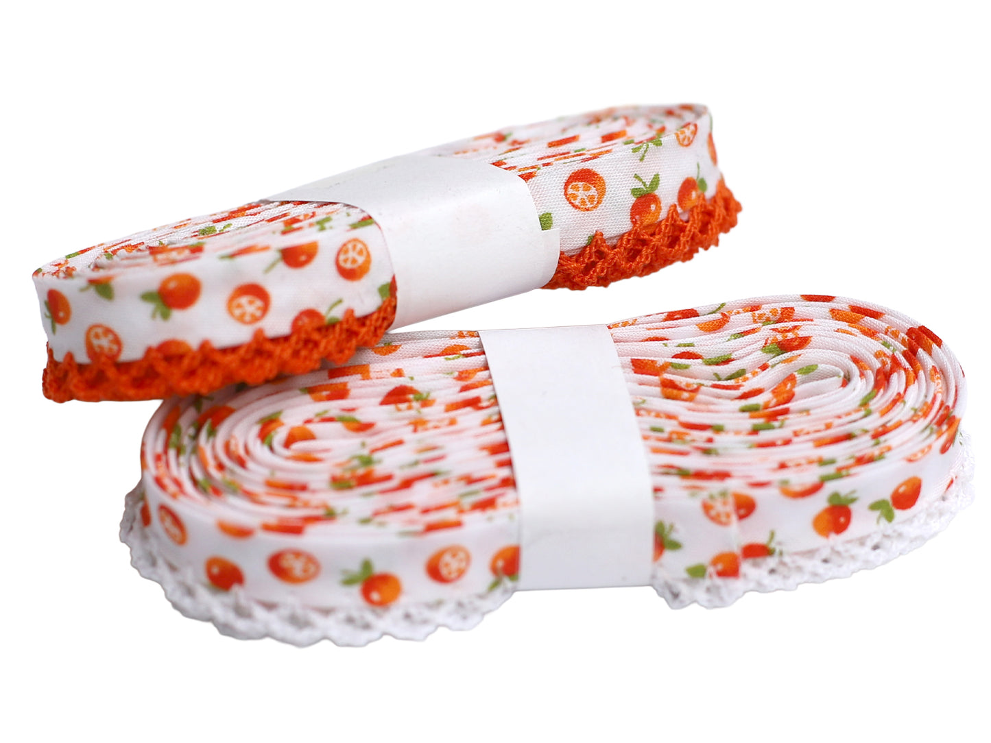 3m Schrägband mit Häkelborte - Orangen - orange