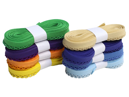 3m Schrägband mit Häkelborte - Uni - gelb