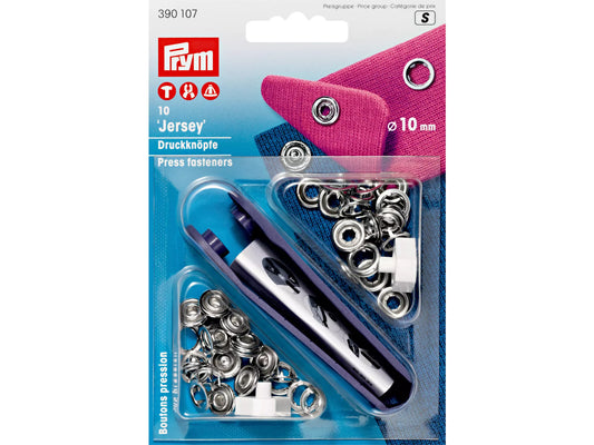 Prym Nähfrei-Druckknopf "Jersey" - Zackenring Ø10mm - silberfarbig jersey snap fasteners silver 10mm
