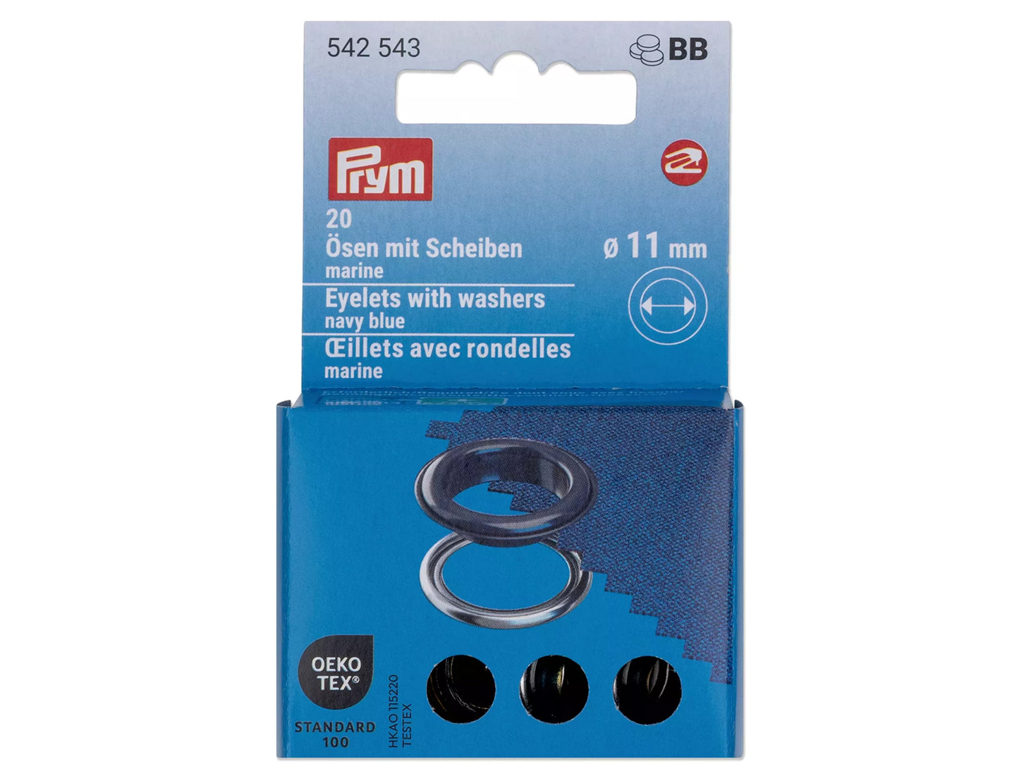 Prym - 20 Ösen mit Scheiben Ø 11 mm - marine