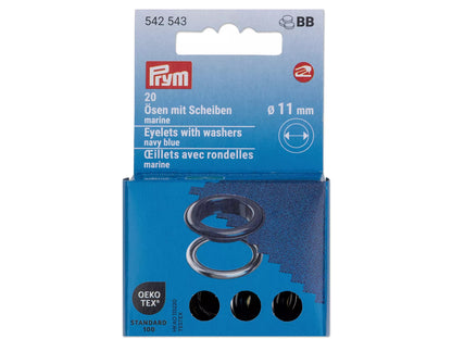 Prym - 20 Ösen mit Scheiben Ø 11 mm - marine