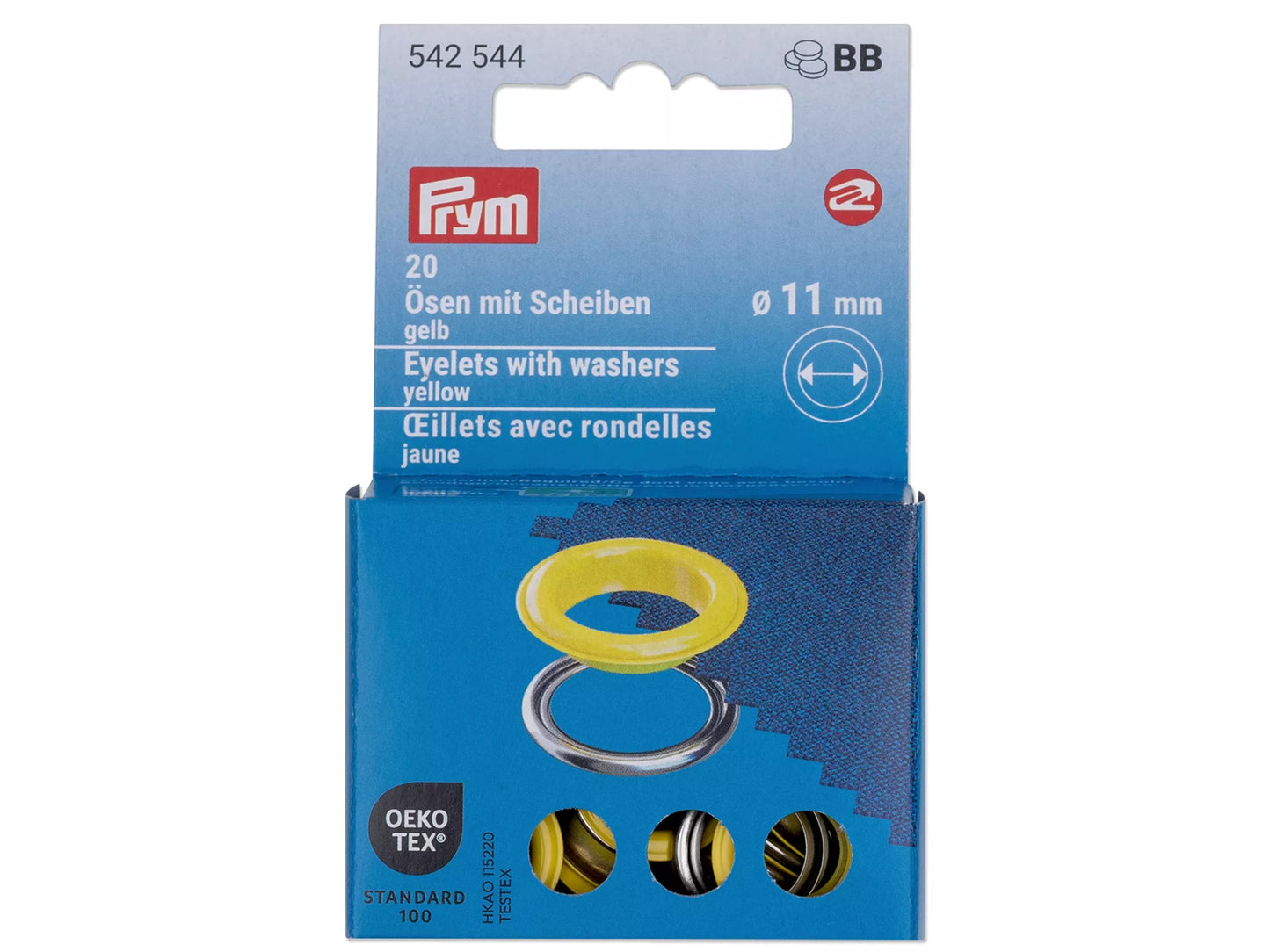 Prym - 20 oeillets avec rondelles Ø 11 mm - jaune