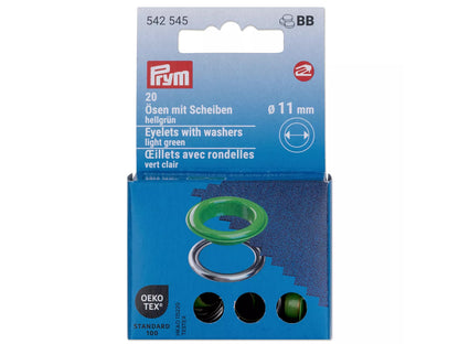 Prym - 20 Ösen mit Scheiben Ø 11 mm - hellgrün