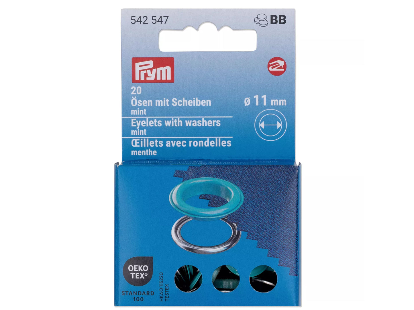Prym - 20 oeillets avec rondelles Ø 11 mm - menthe