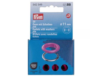 Prym - 20 Ösen mit Scheiben Ø 11 mm - pink