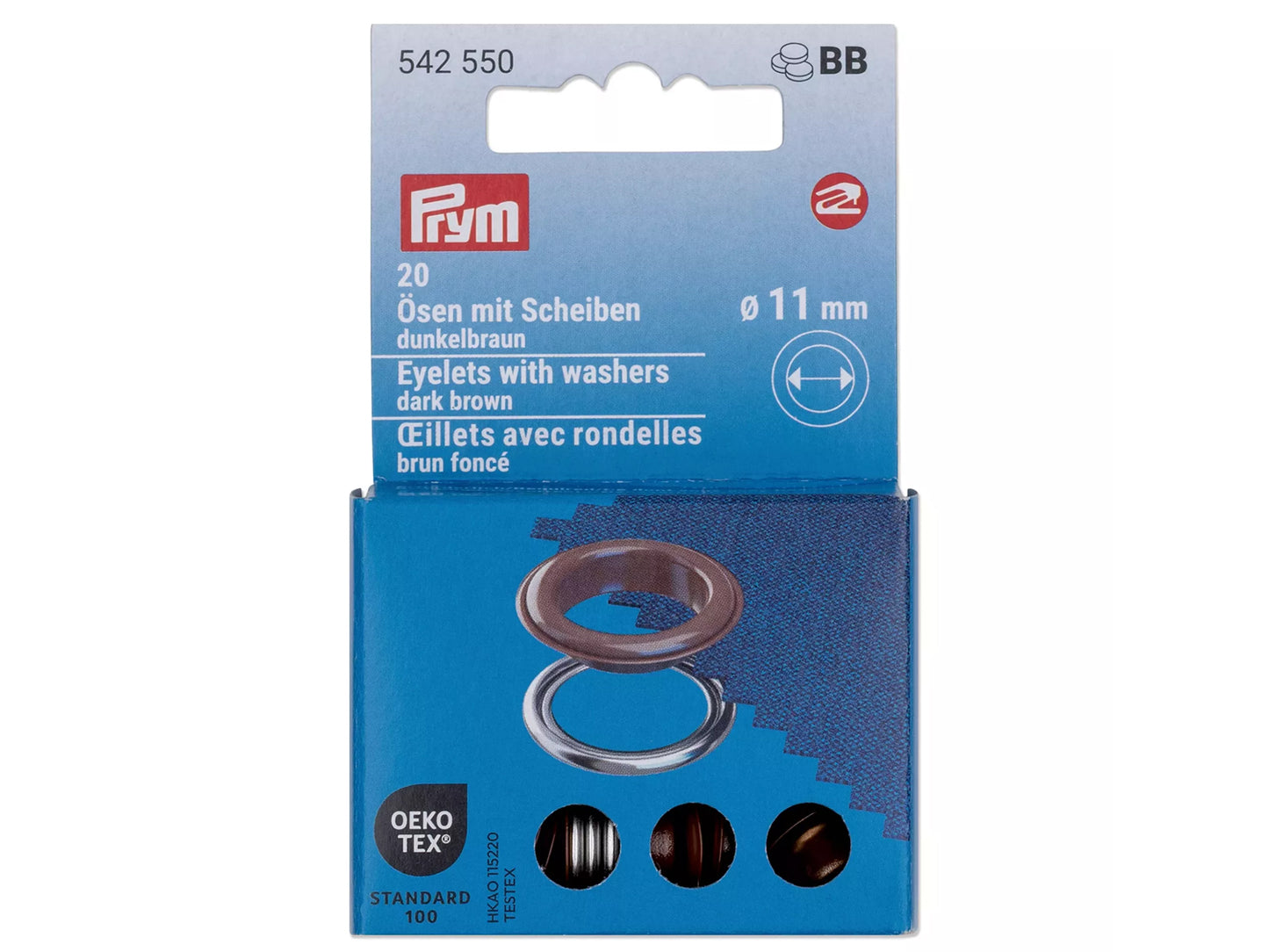 Prym - 20 Ösen mit Scheiben Ø 11 mm - dunkelbraun