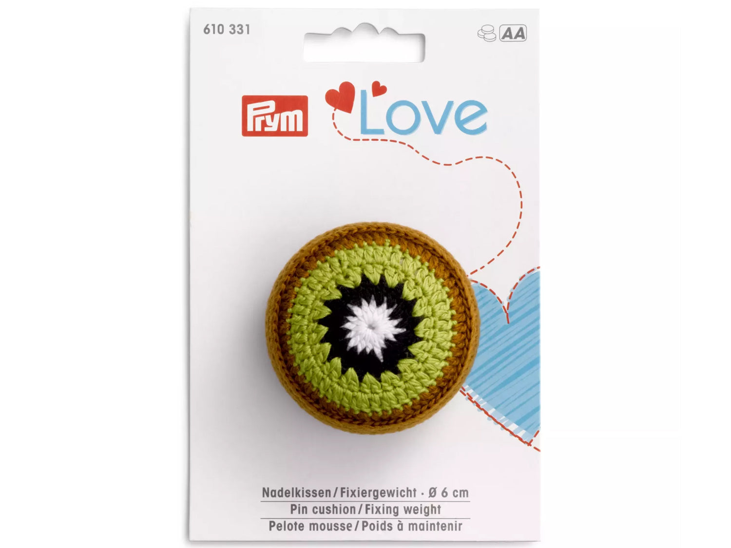 Prym Love Nadelkissen Fixiergewicht Kiwi - Nadelkissen und Fixiergewicht in Einem für Stoffprojekte